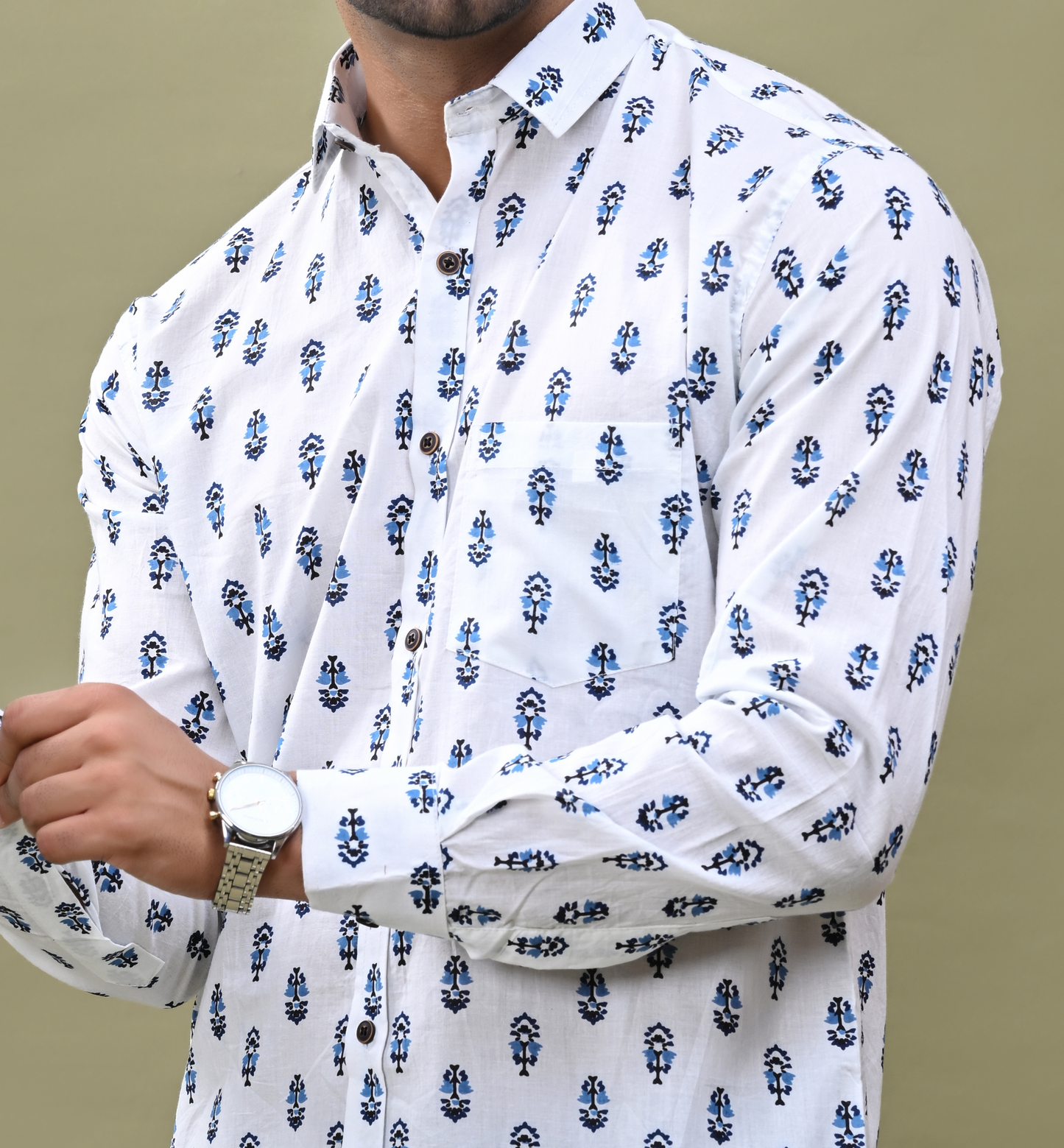 Authentic White Sanganeri Printed Shirt