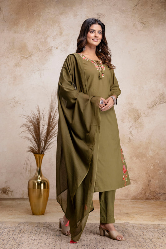 PHULWAARI - Signature Printed Green Kurta Set with Dupatta