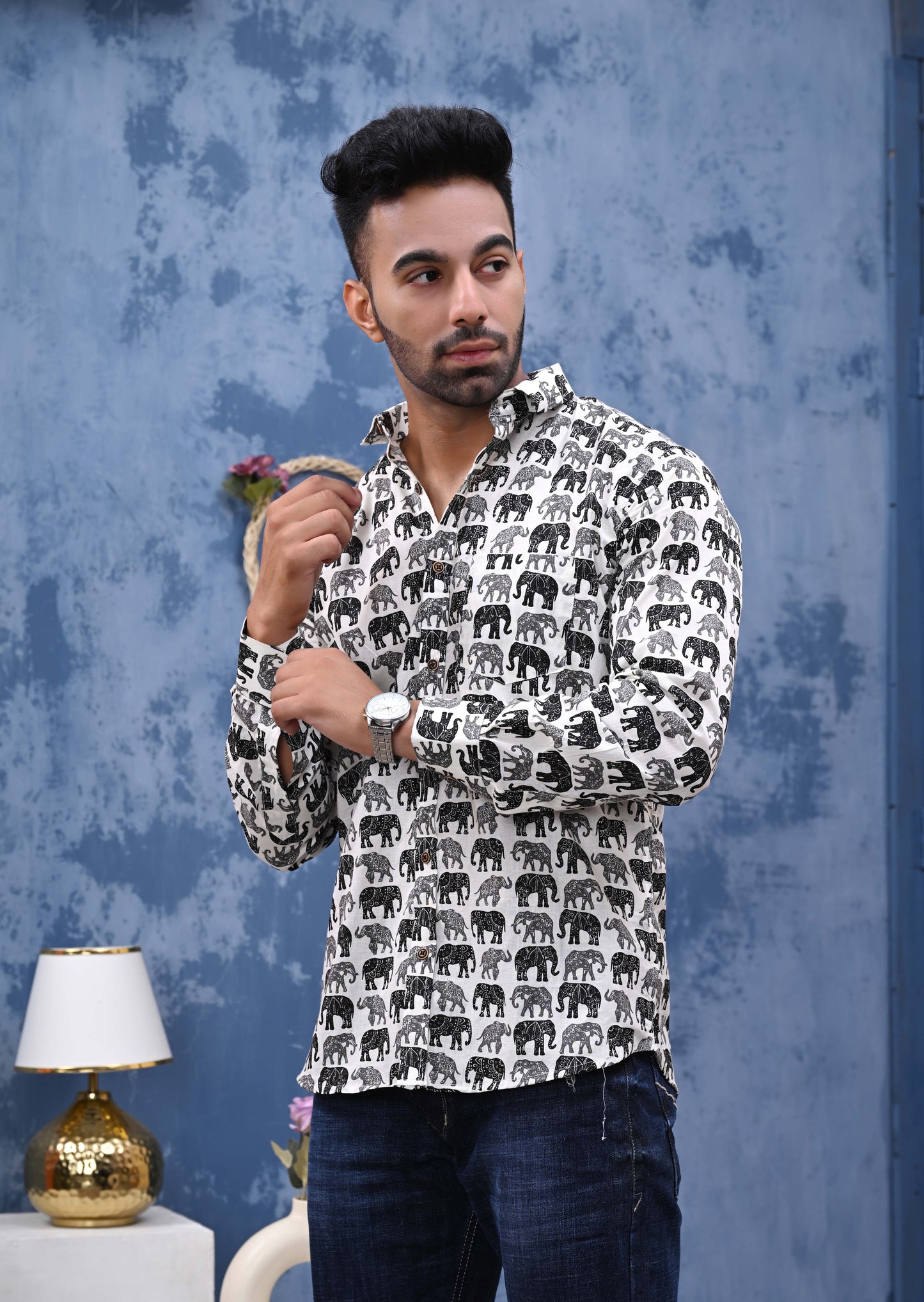 Elephant Print Sanganeri Shirt