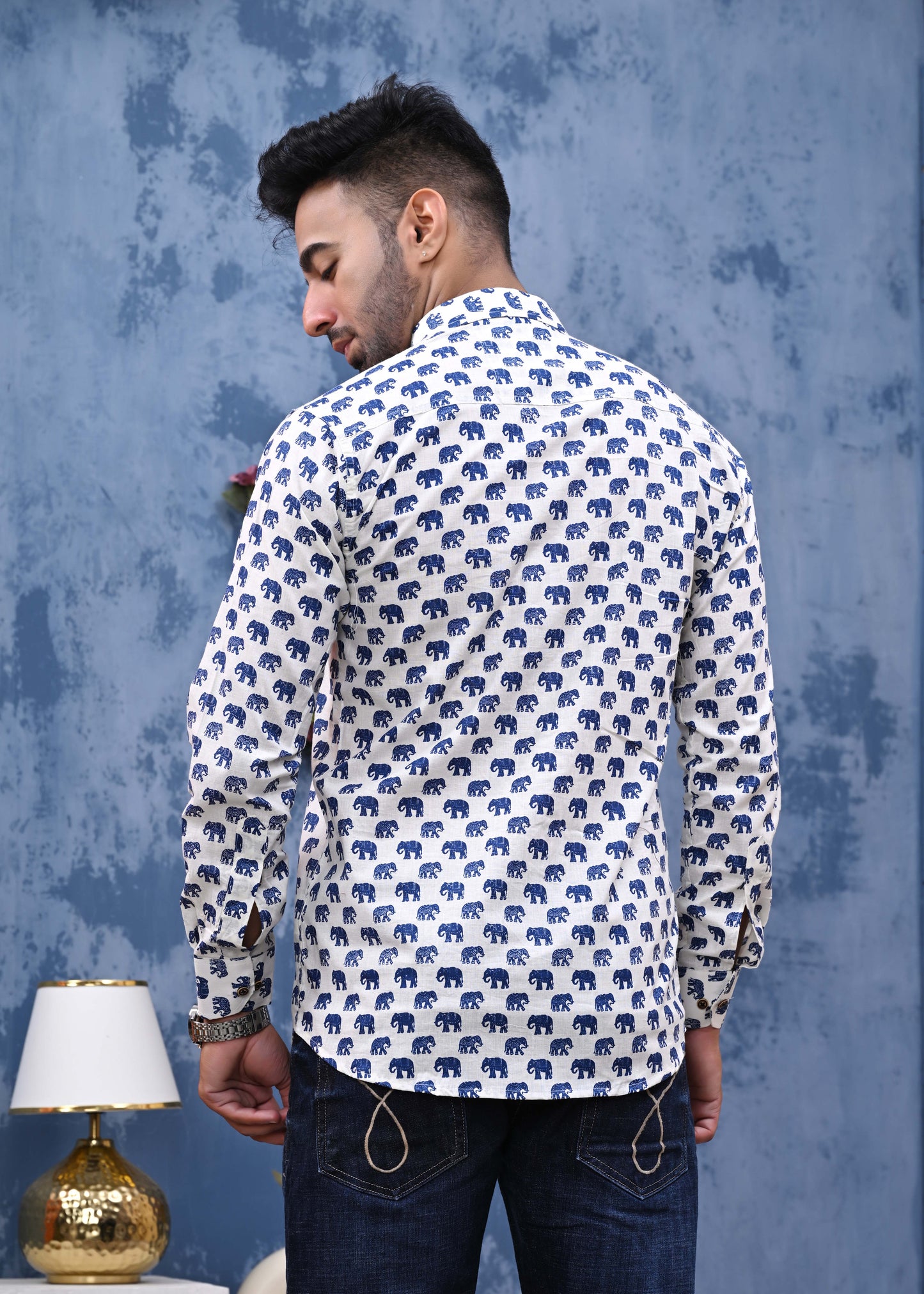 Blue Elephant Sanganeri Print Shirt