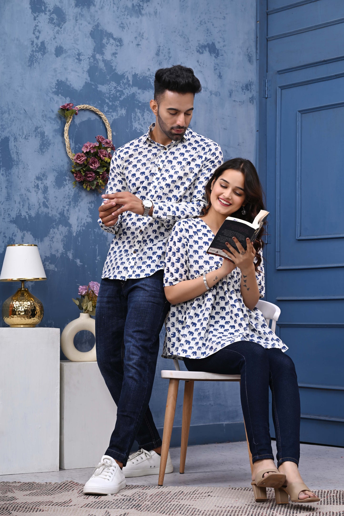 Elephant Print Sanganeri Combo