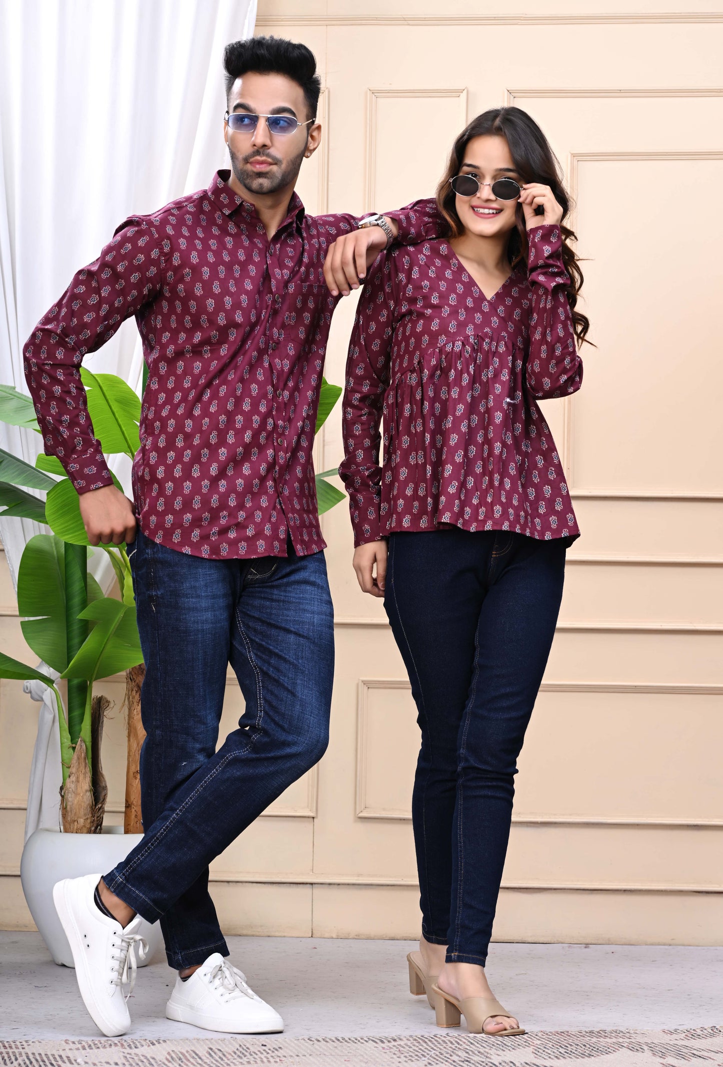 Maroon Sanganeri Printed Combo