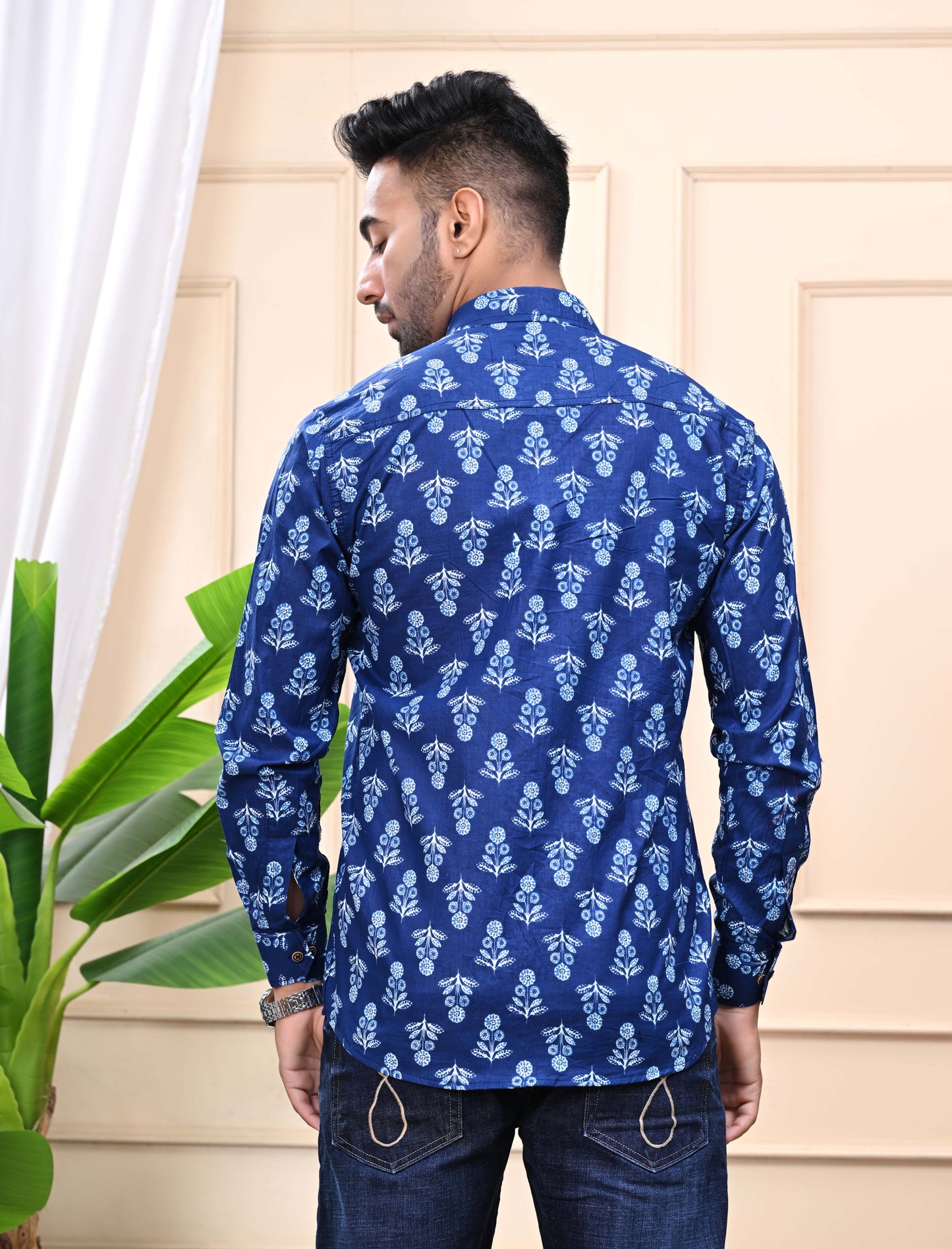 Blue - Floral Sanganeri Shirt