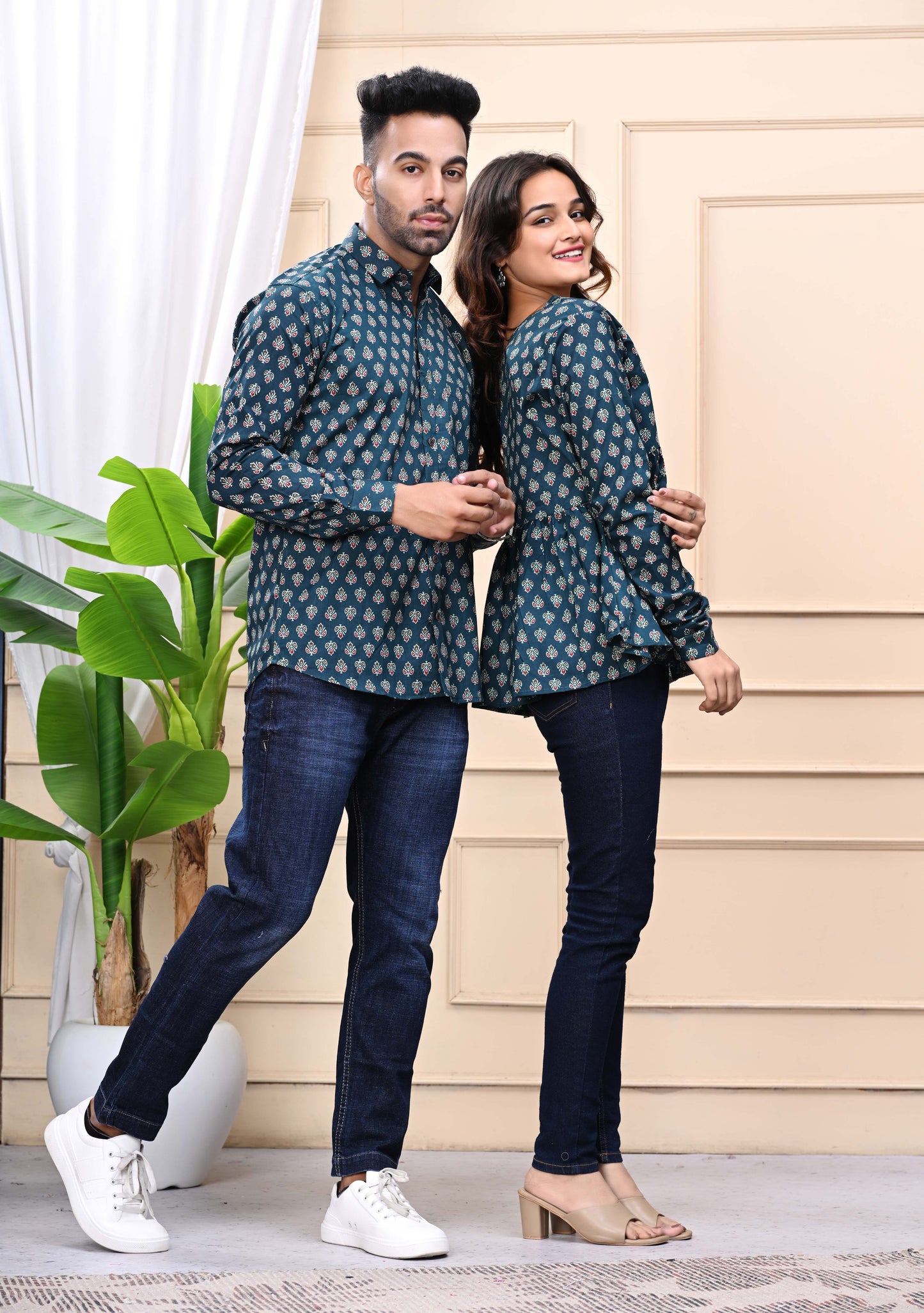 Green Gold Sanganeri Printed Combo