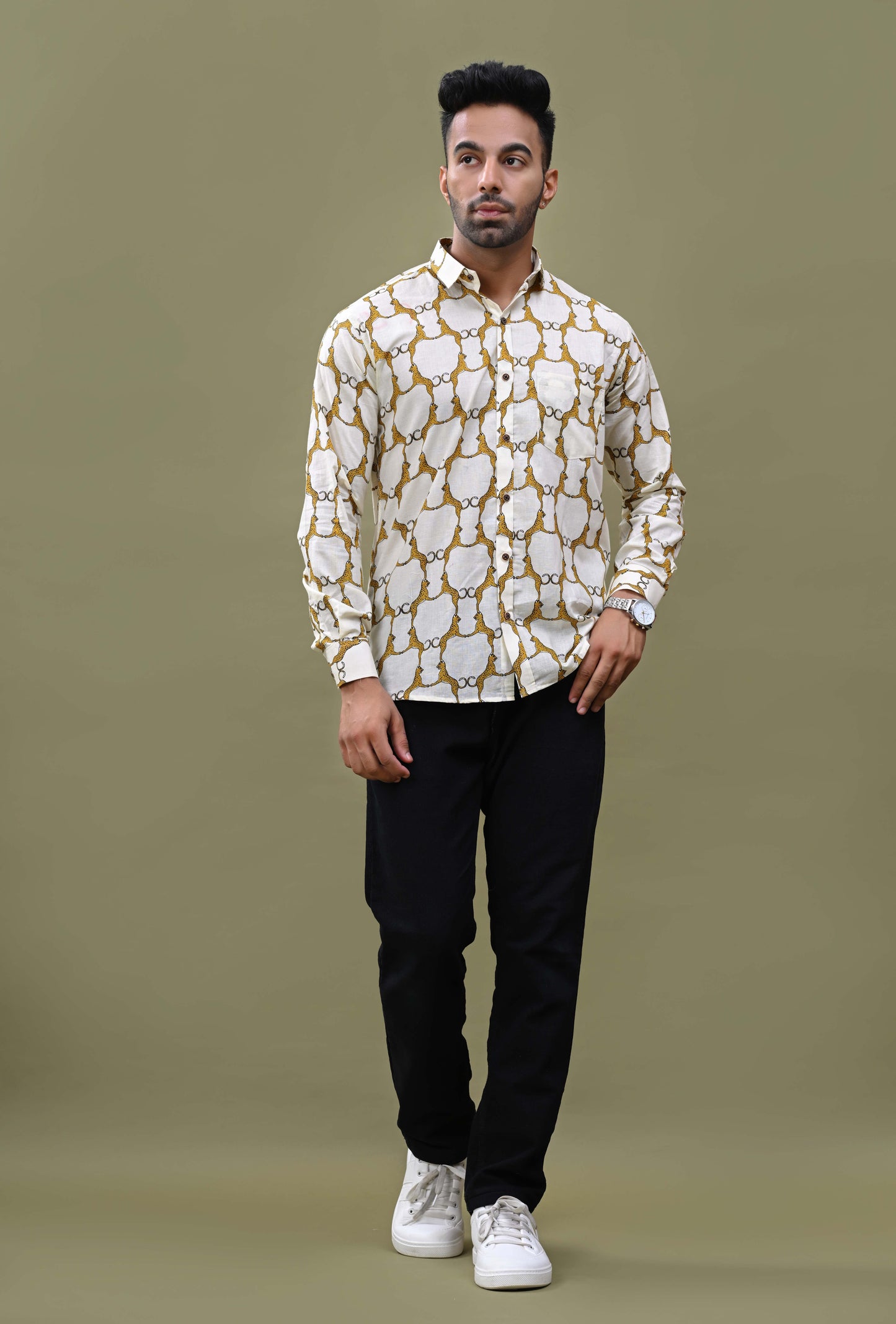 Jaipur Panther Printed Sanganeri Shirt