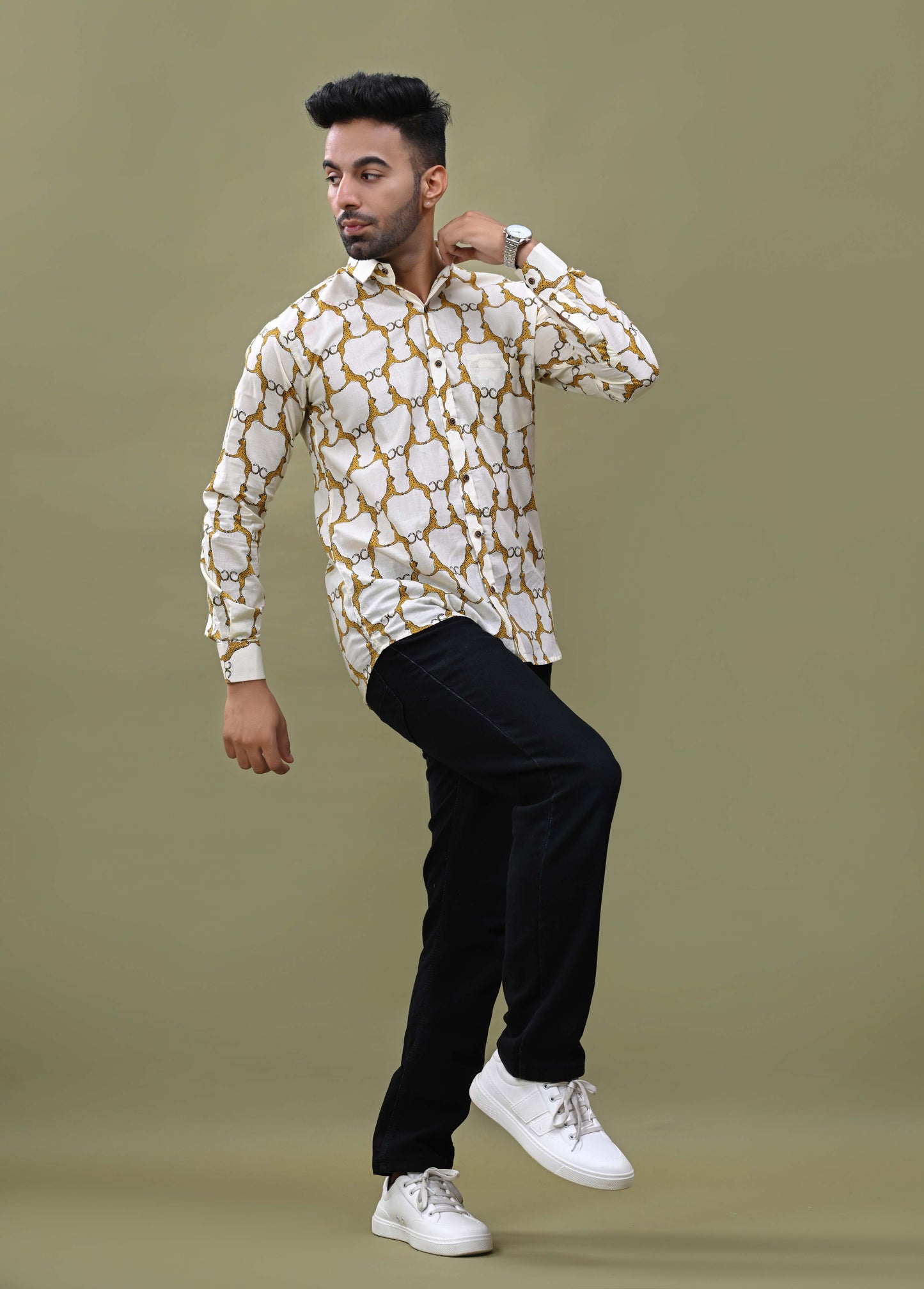 Jaipur Panther Printed Sanganeri Shirt