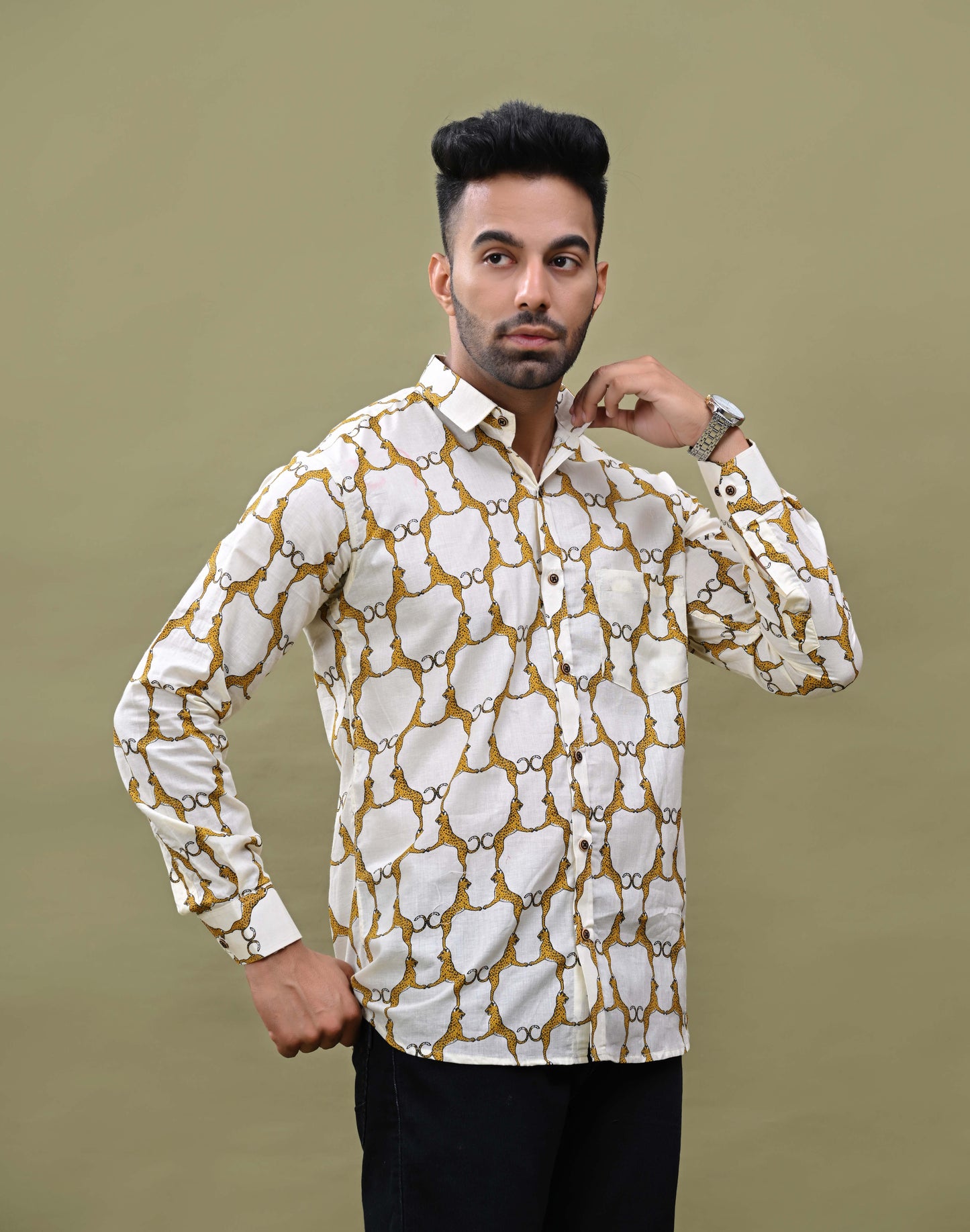 Jaipur Panther Printed Sanganeri Shirt