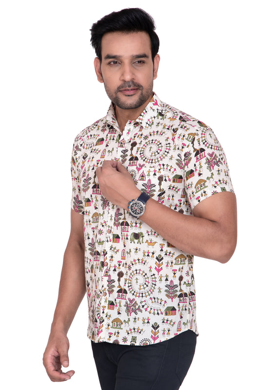 Cave Prints Sanganeri Printed Cotton Shirt
