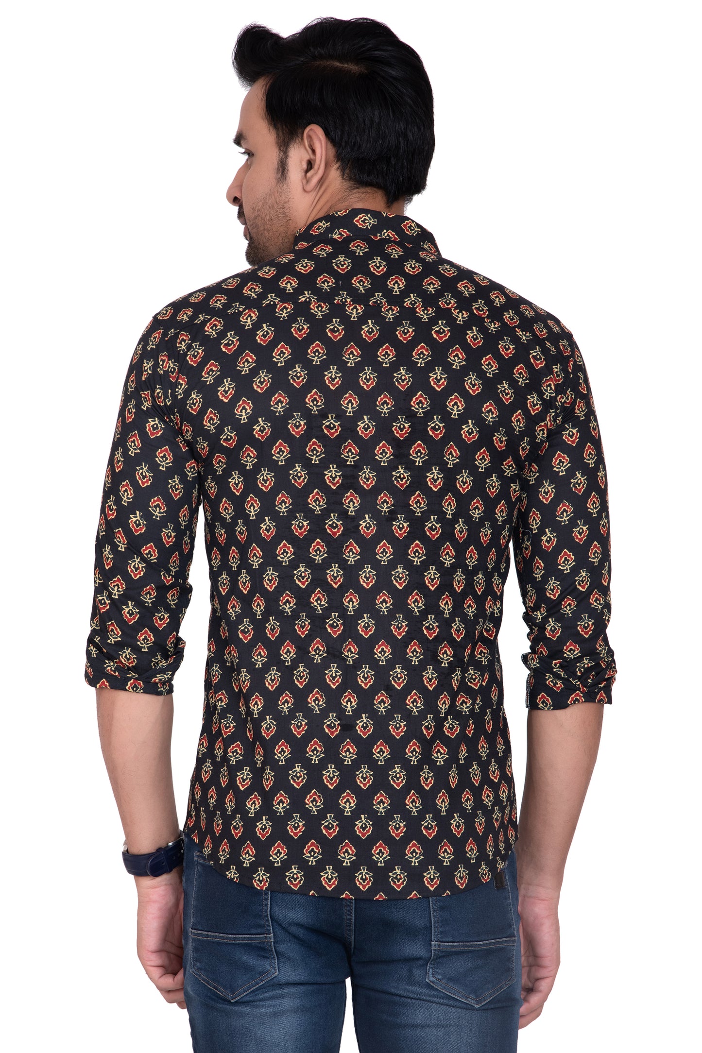 Black Gold Sanganeri Printed Cotton Shirt