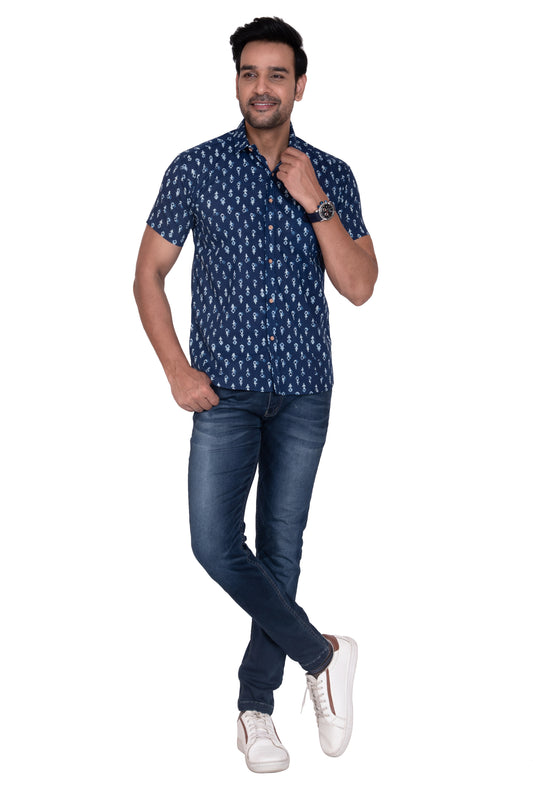 Royal Bird Sanganeri Printed Cotton Shirt