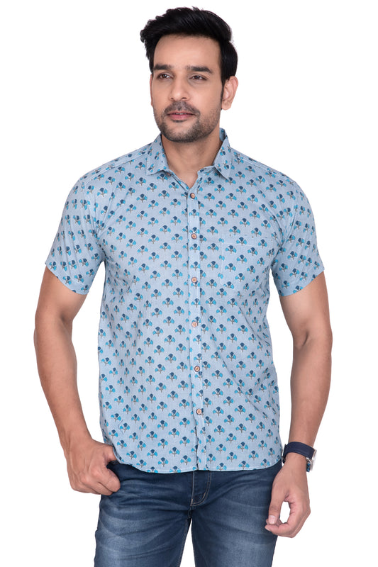 Blue Lotus Sanganeri Printed Cotton Shirt