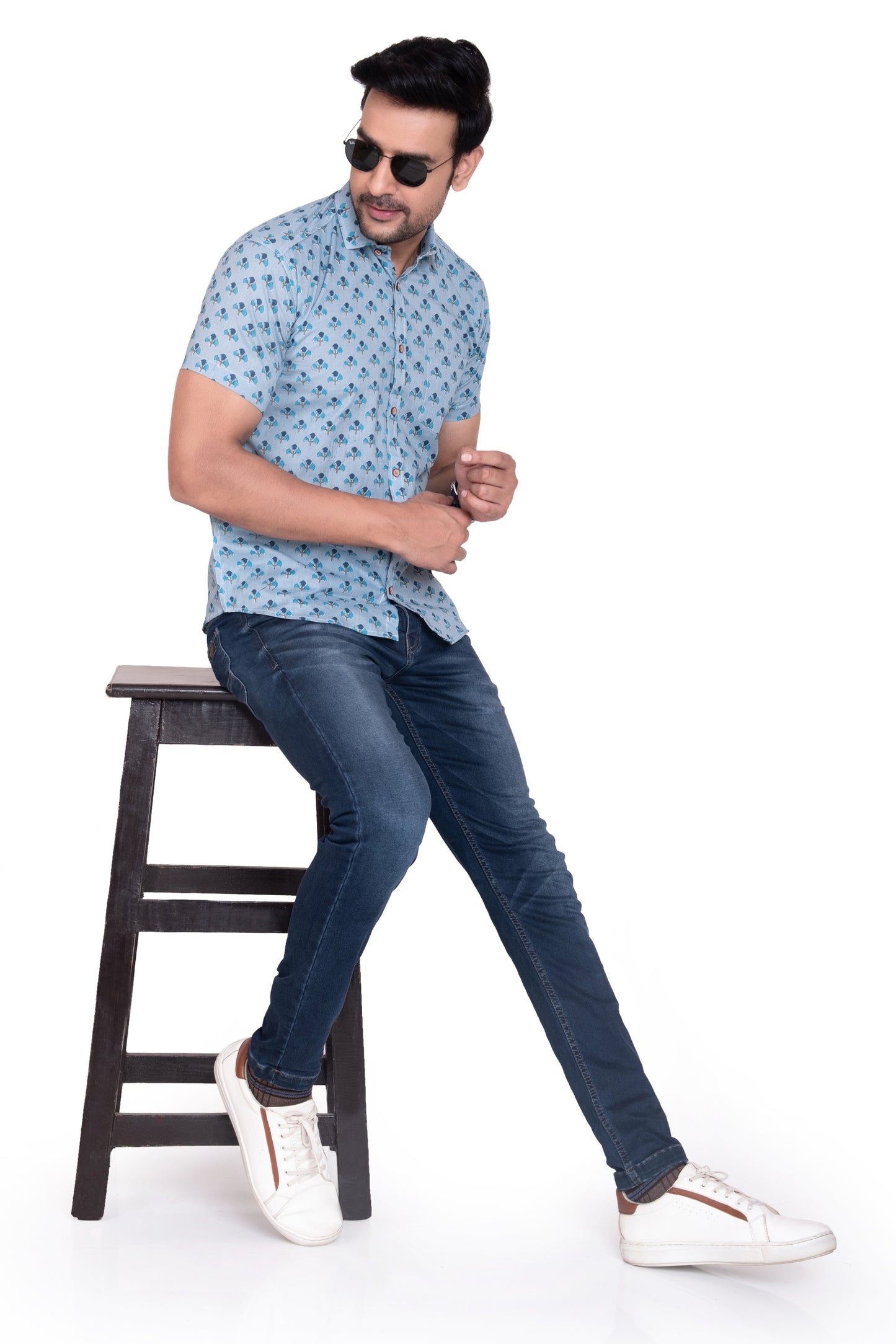 Blue Lotus Sanganeri Printed Cotton Shirt