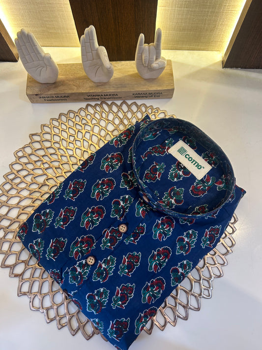 Blue Sanganeri Print Long Kurta