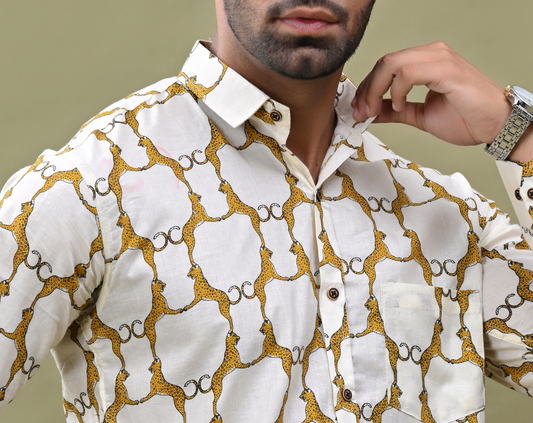 Jaipur Panther Printed Sanganeri Shirt