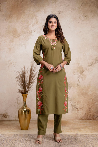 PHULWAARI - Signature Printed Green Kurta Set with Dupatta