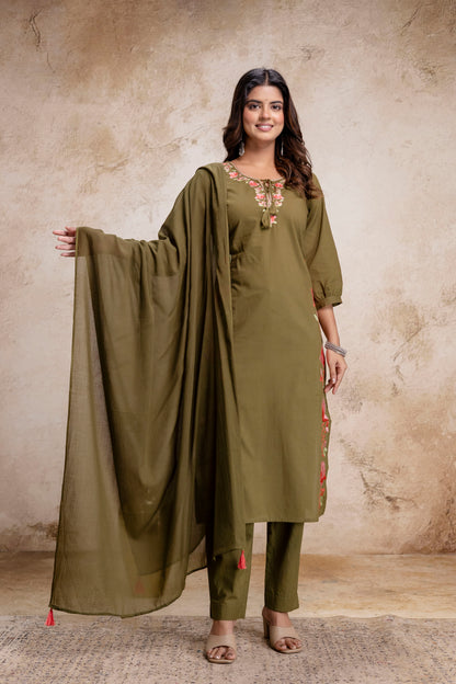 PHULWAARI - Signature Printed Green Kurta Set with Dupatta