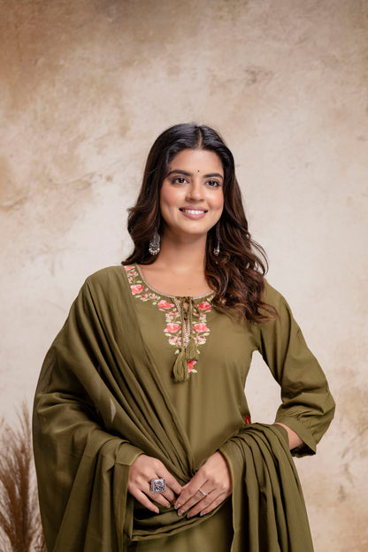 PHULWAARI - Signature Printed Green Kurta Set with Dupatta
