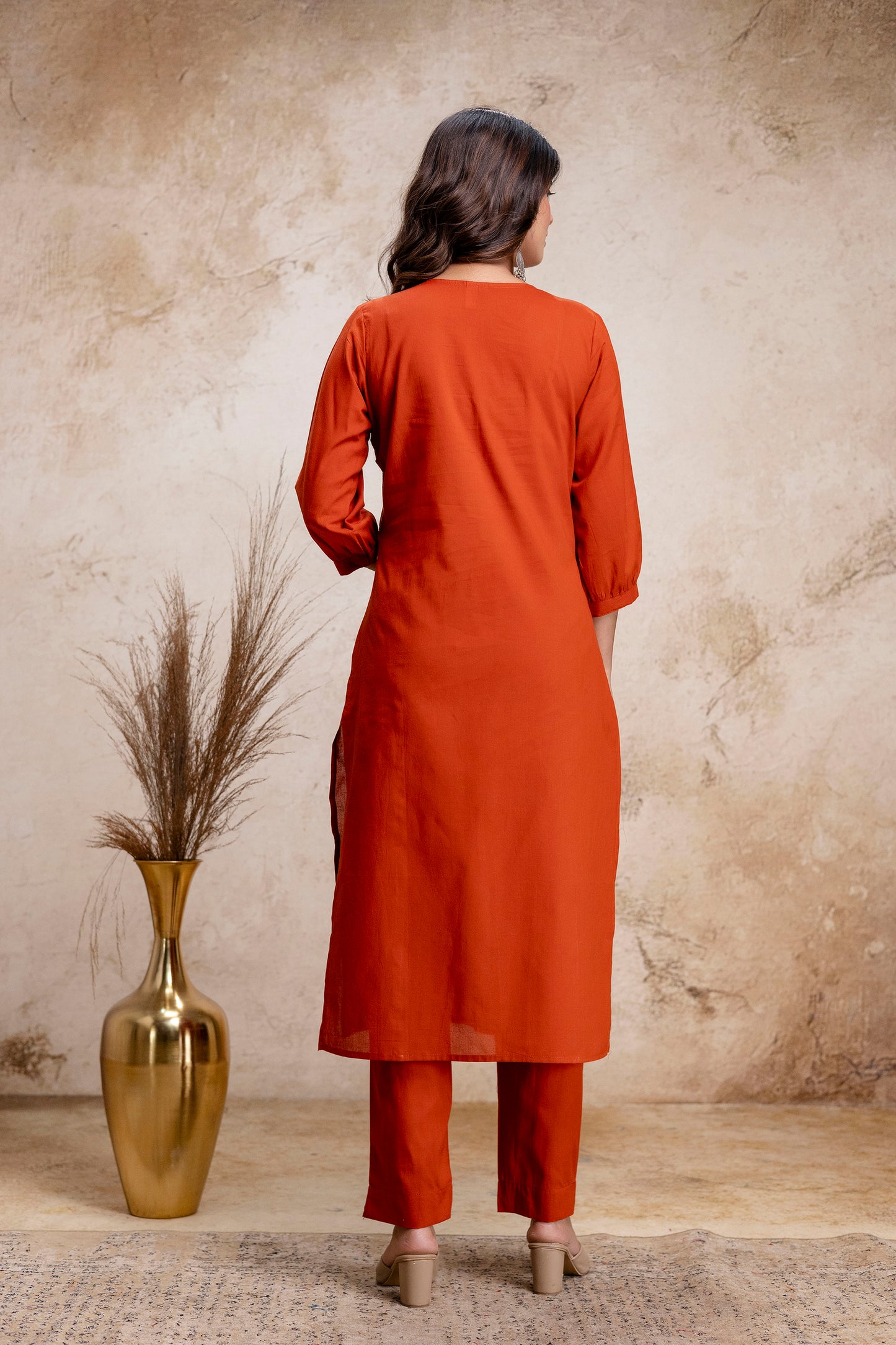 PHULWAARI - Signature Printed Rust Kurta Set with Dupatta