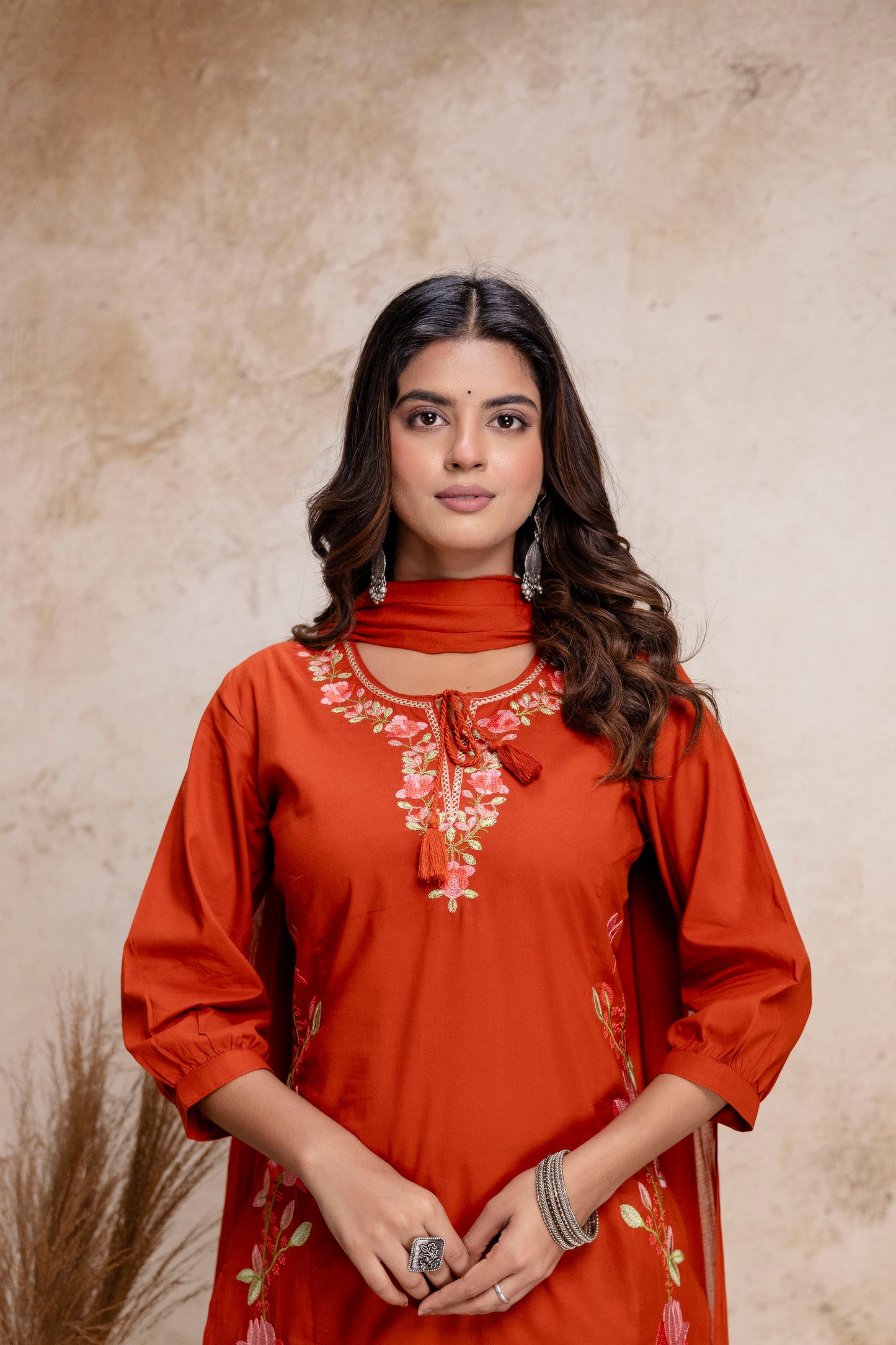 PHULWAARI - Signature Printed Rust Kurta Set with Dupatta