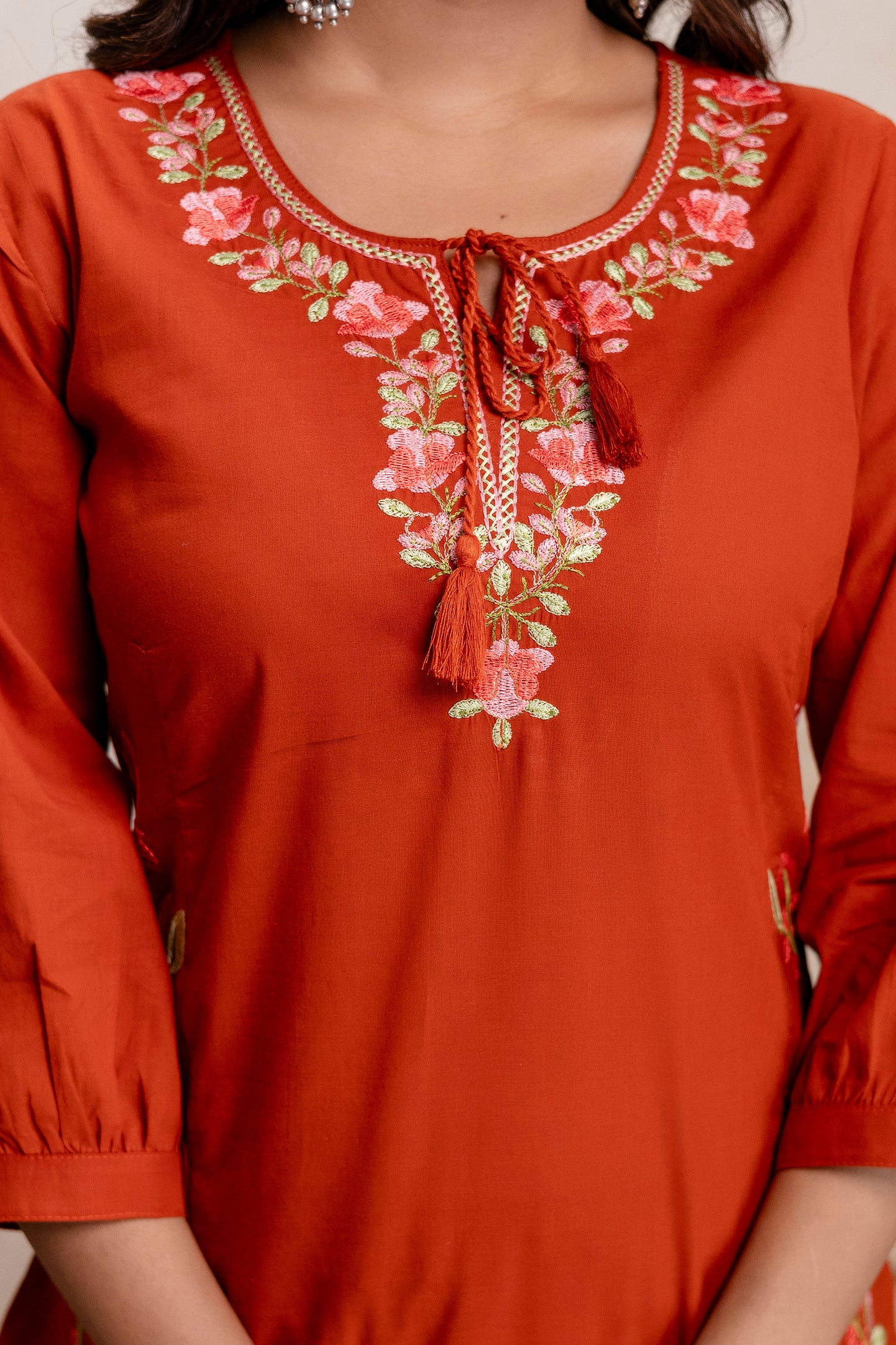 PHULWAARI - Signature Printed Rust Kurta Set with Dupatta