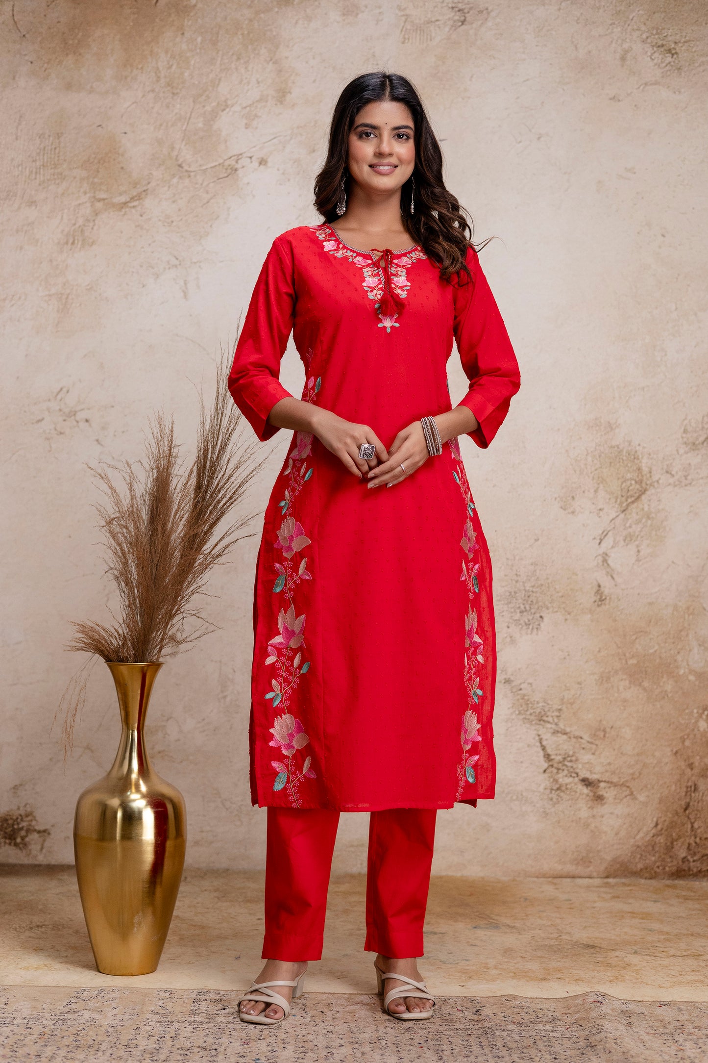 PHULWAARI - Signature Printed Red Kurta Set with Dupatta