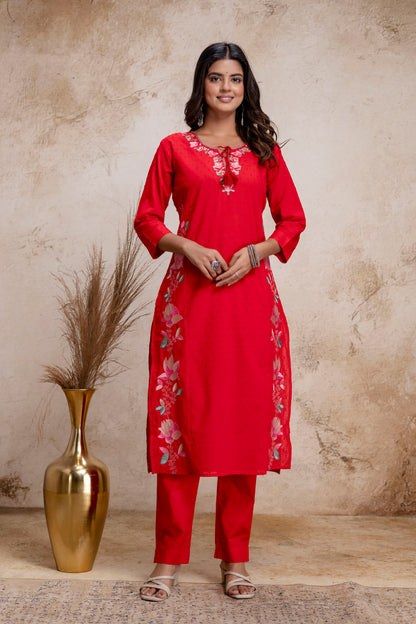 PHULWAARI - Signature Printed Red Kurta Set with Dupatta