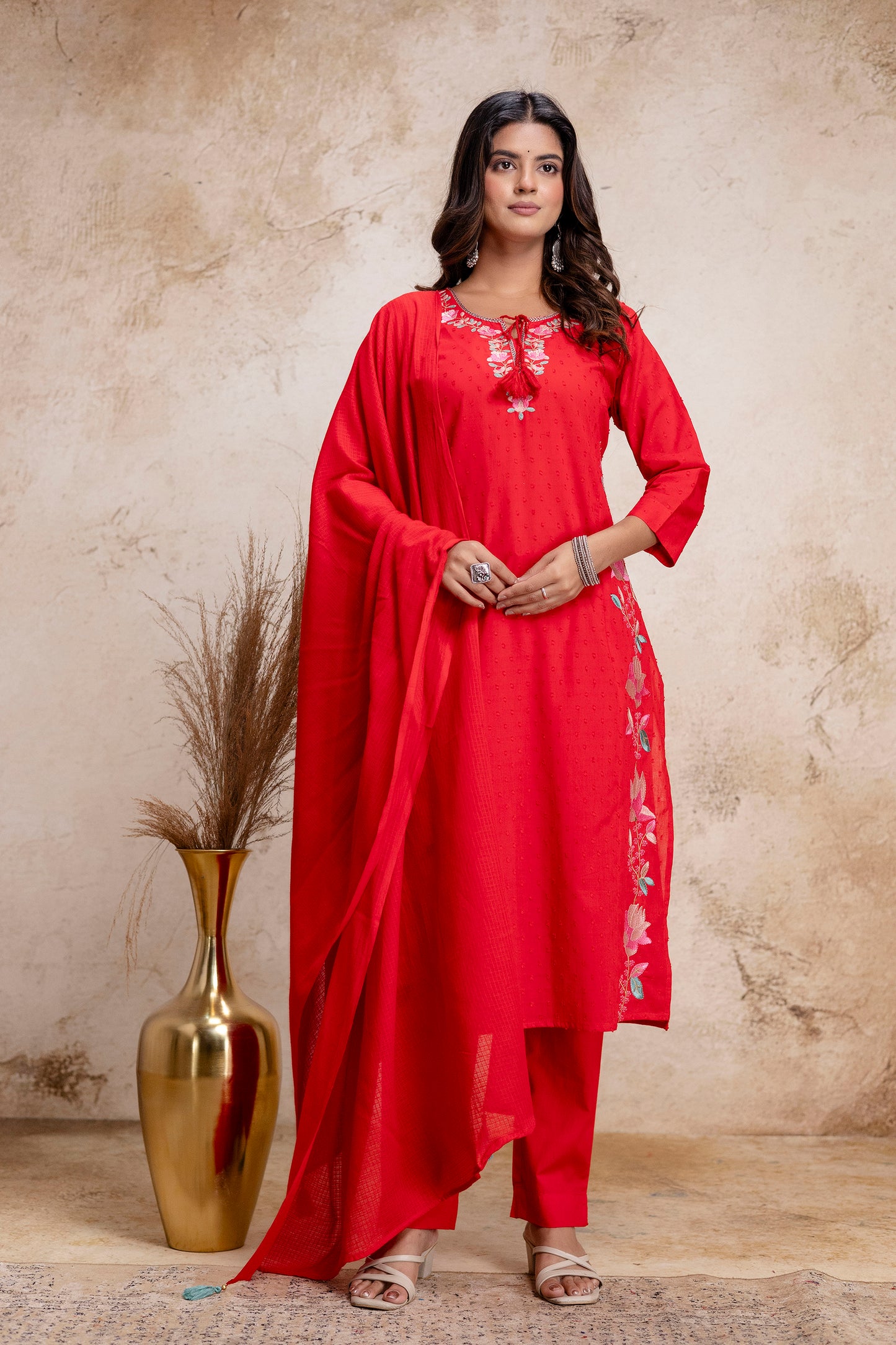 PHULWAARI - Signature Printed Red Kurta Set with Dupatta