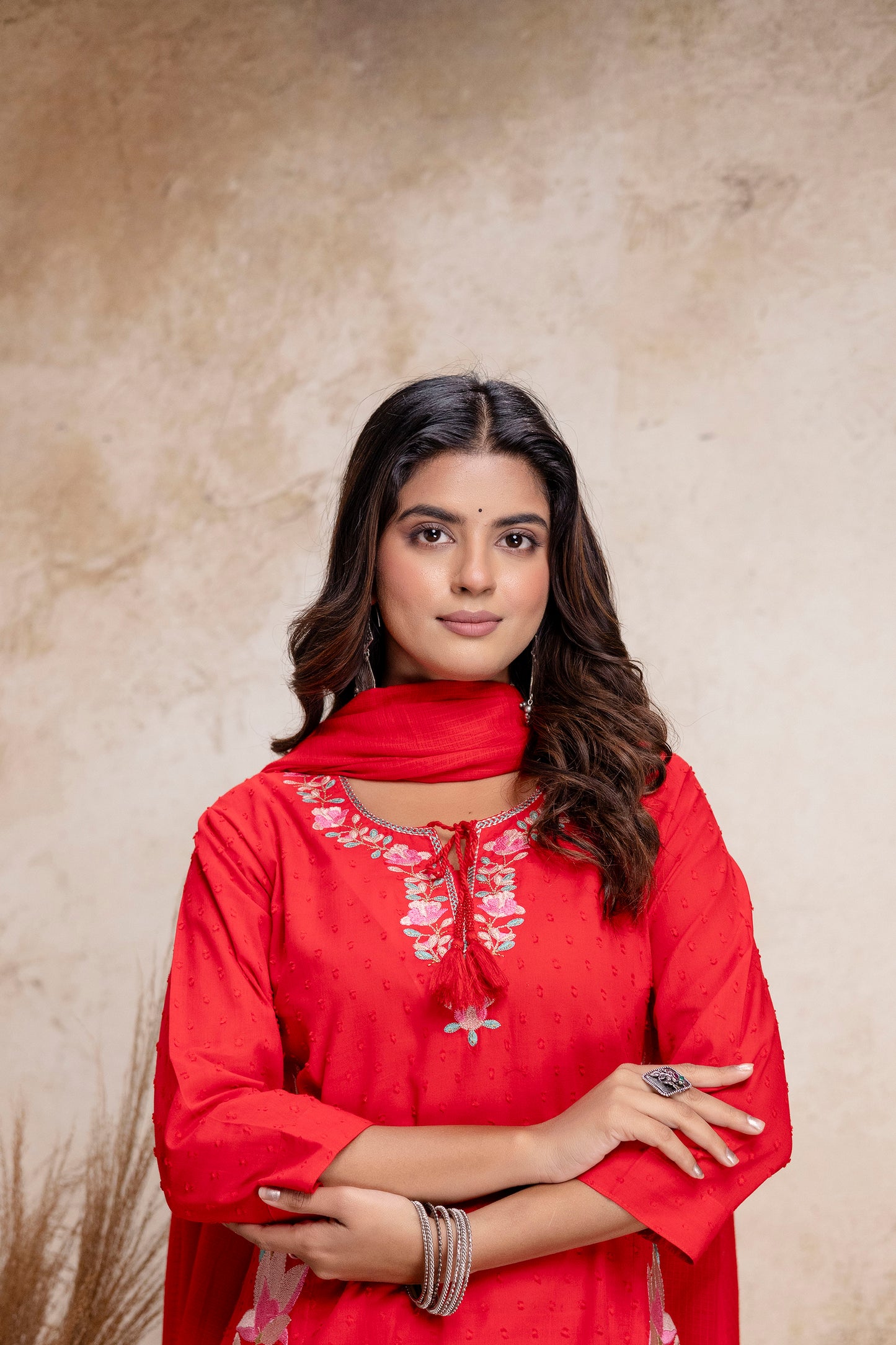 PHULWAARI - Signature Printed Red Kurta Set with Dupatta