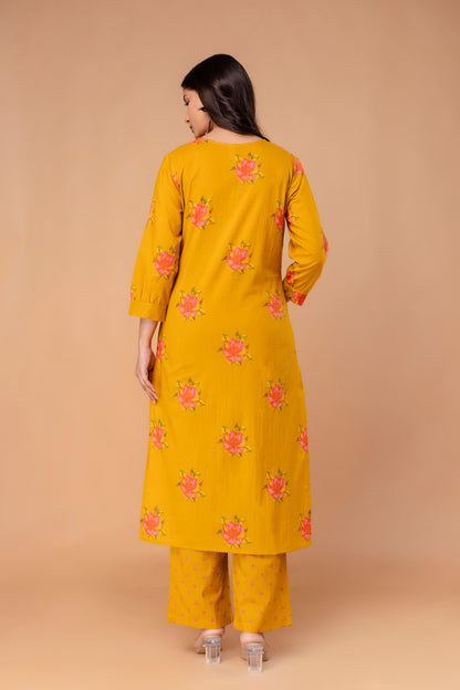 PHULWAARI - Signature Floral Printed Yellow Kurta Set with Dupatta