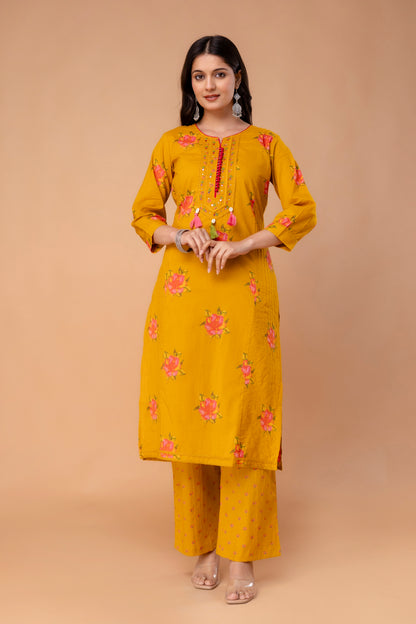 PHULWAARI - Signature Floral Printed Yellow Kurta Set with Dupatta