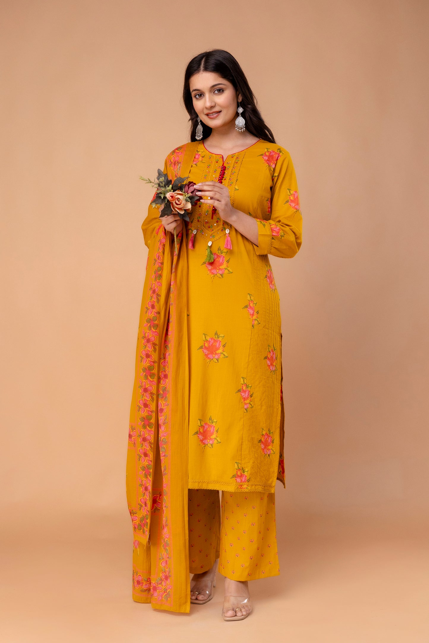 PHULWAARI - Signature Floral Printed Yellow Kurta Set with Dupatta
