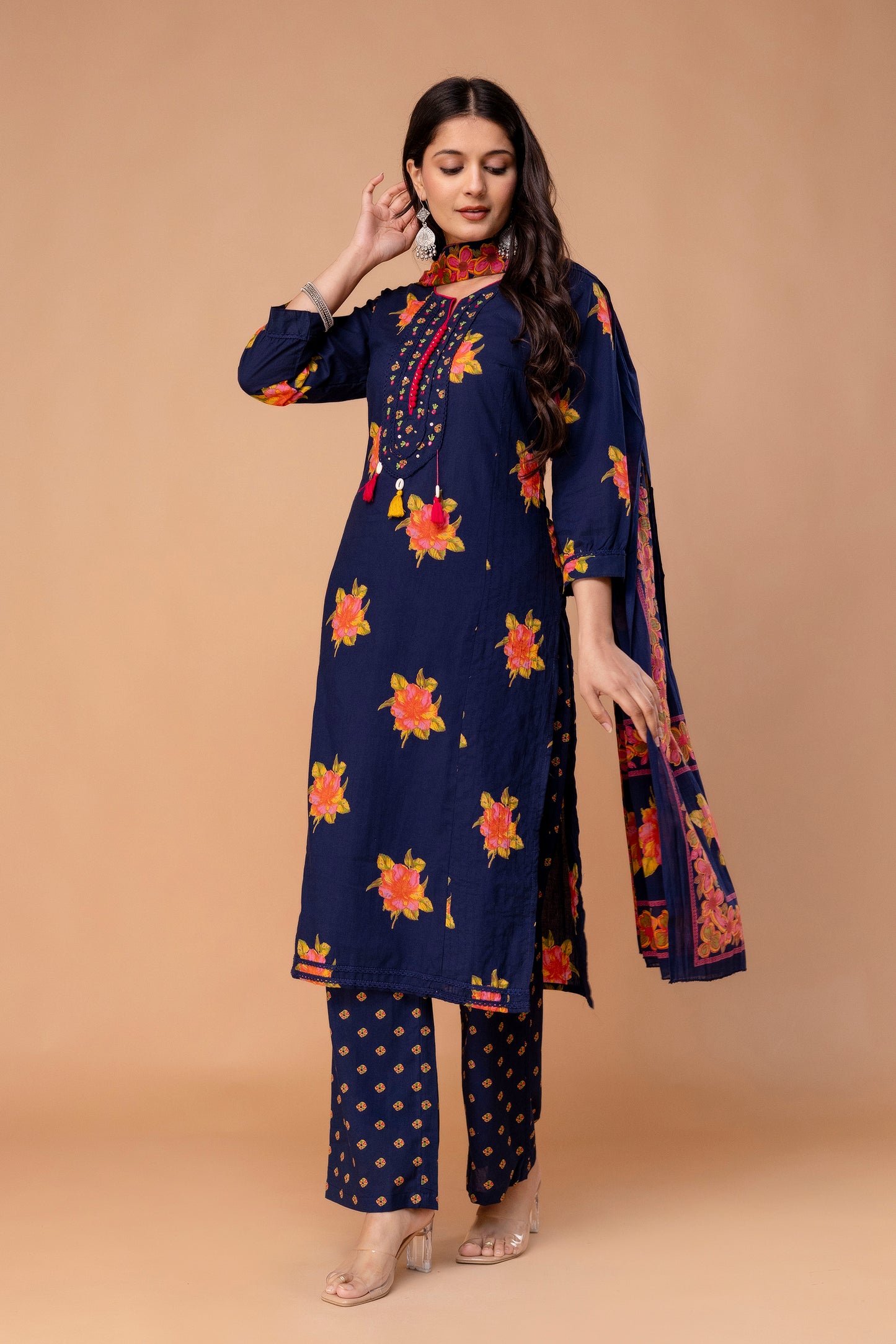 PHULWAARI - Signature Floral Printed Royal Blue Kurta Set with Dupatta