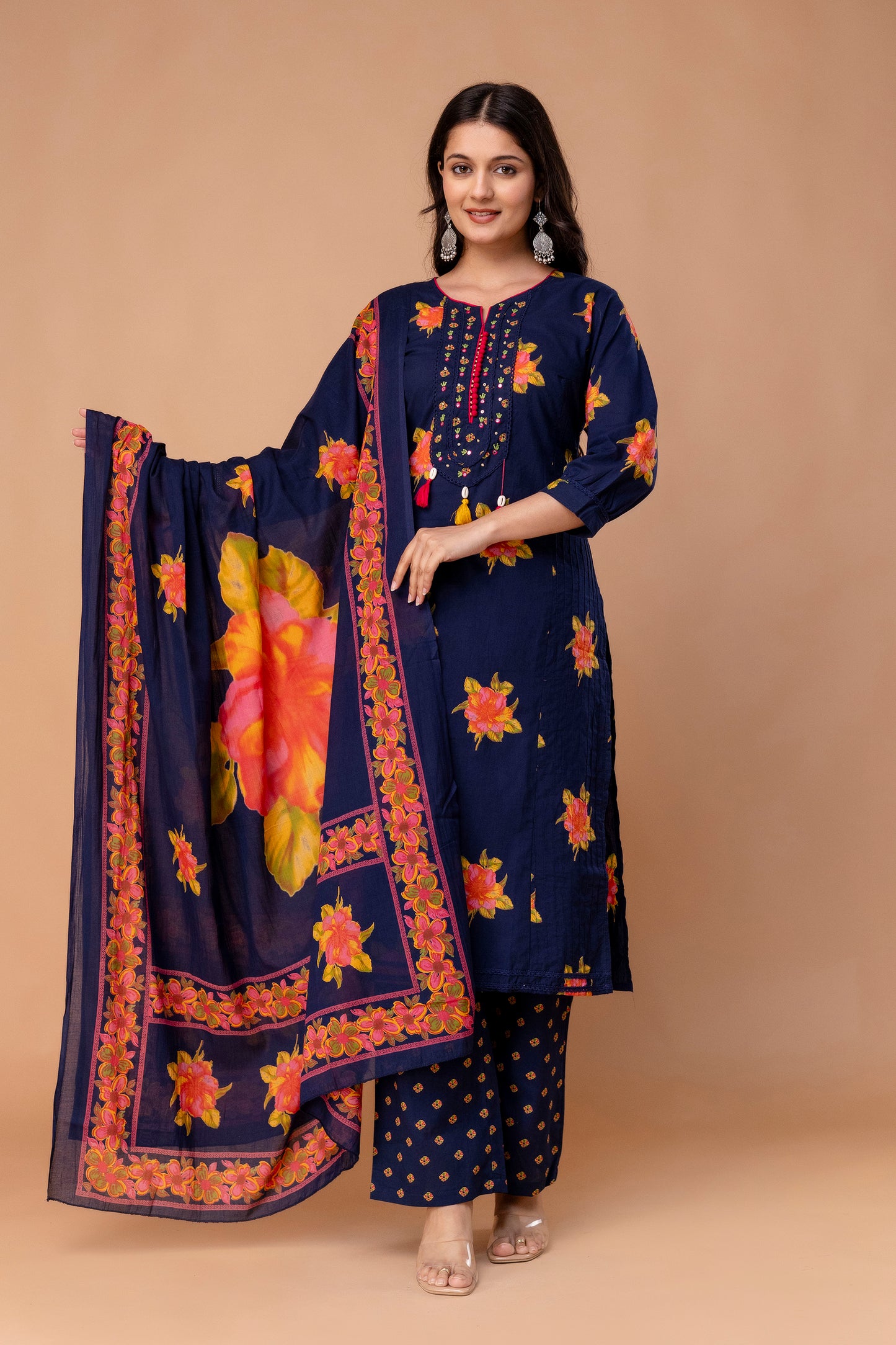 PHULWAARI - Signature Floral Printed Royal Blue Kurta Set with Dupatta