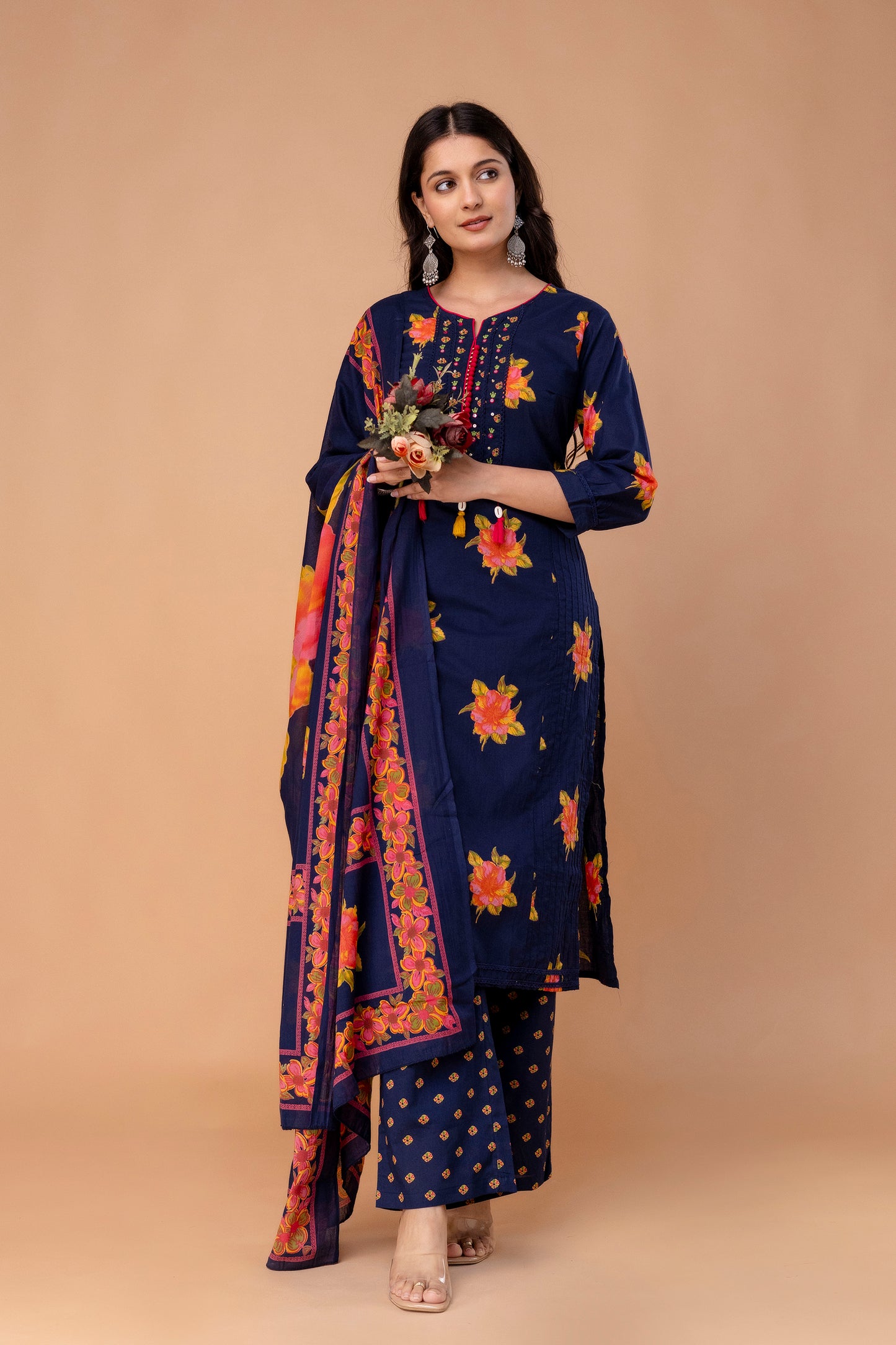 PHULWAARI - Signature Floral Printed Royal Blue Kurta Set with Dupatta