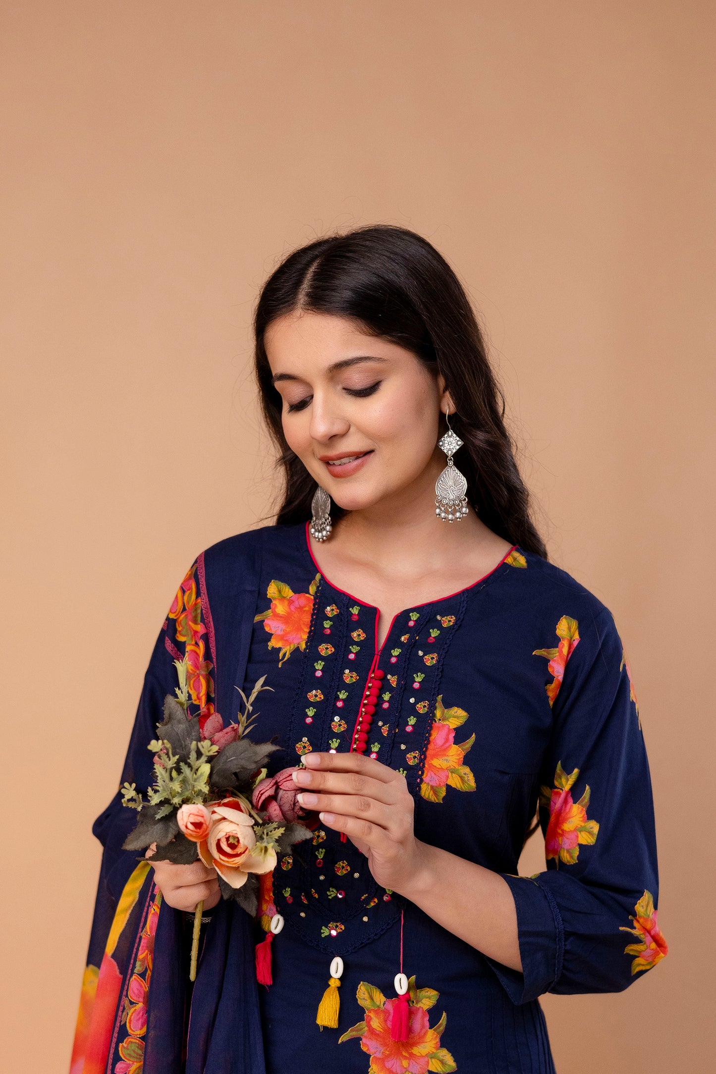 PHULWAARI - Signature Floral Printed Royal Blue Kurta Set with Dupatta
