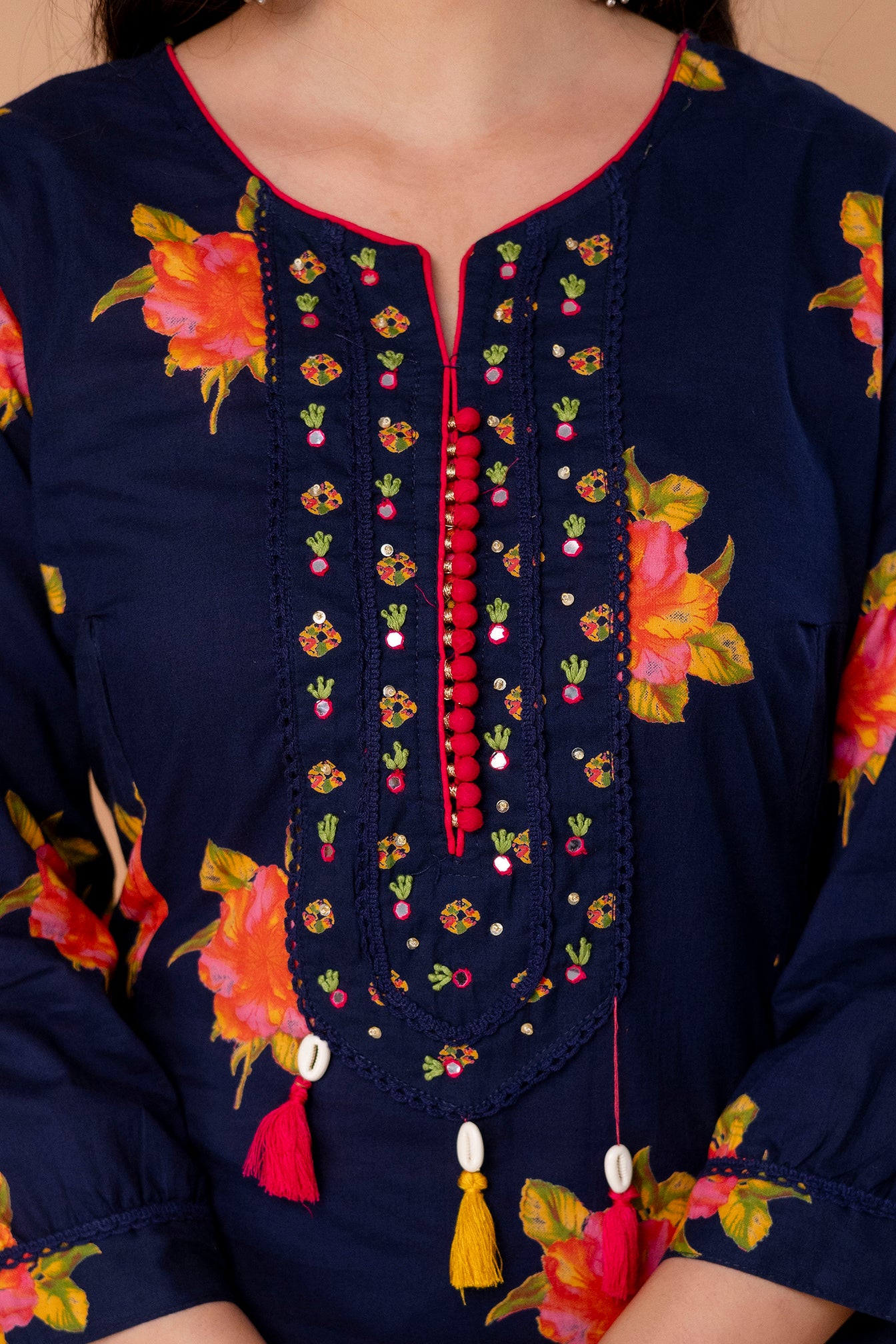 PHULWAARI - Signature Floral Printed Royal Blue Kurta Set with Dupatta