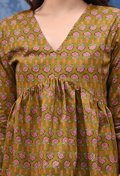 Flower Print Sanganeri Women's Top