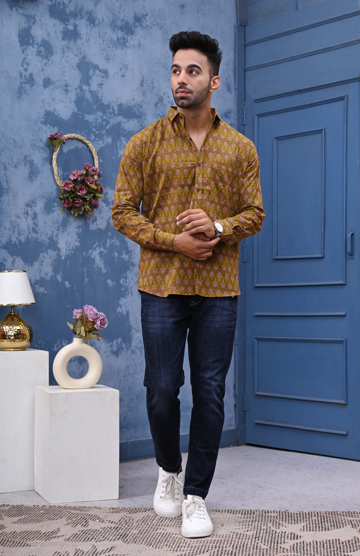 Floral Print Sanganeri Shirt