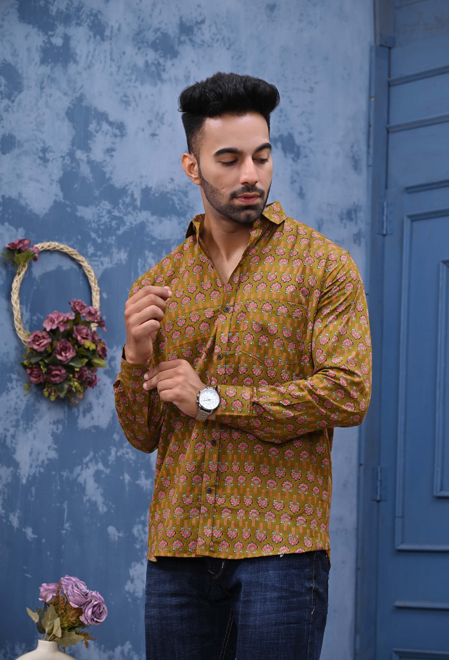 Floral Print Sanganeri Shirt