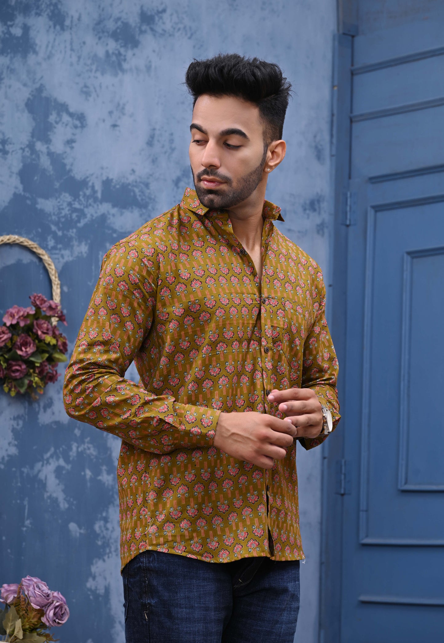 Floral Print Sanganeri Shirt