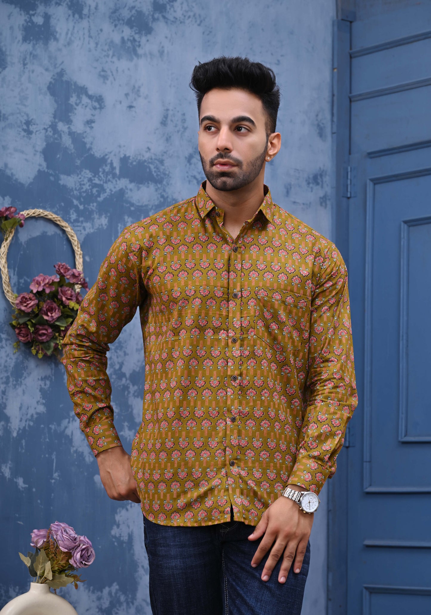 Floral Print Sanganeri Shirt