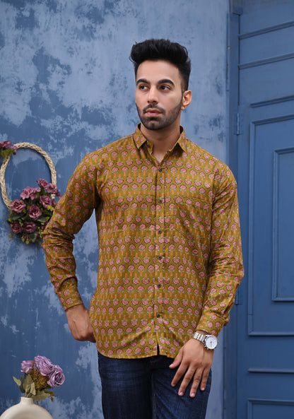Floral Print Sanganeri Shirt
