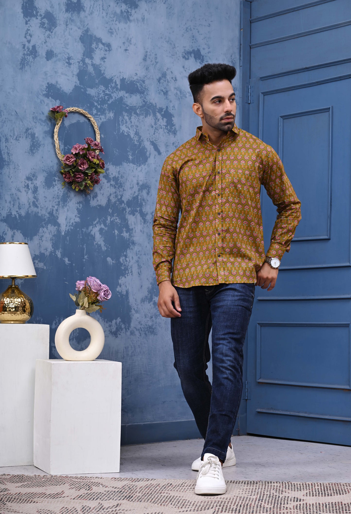 Floral Print Sanganeri Shirt