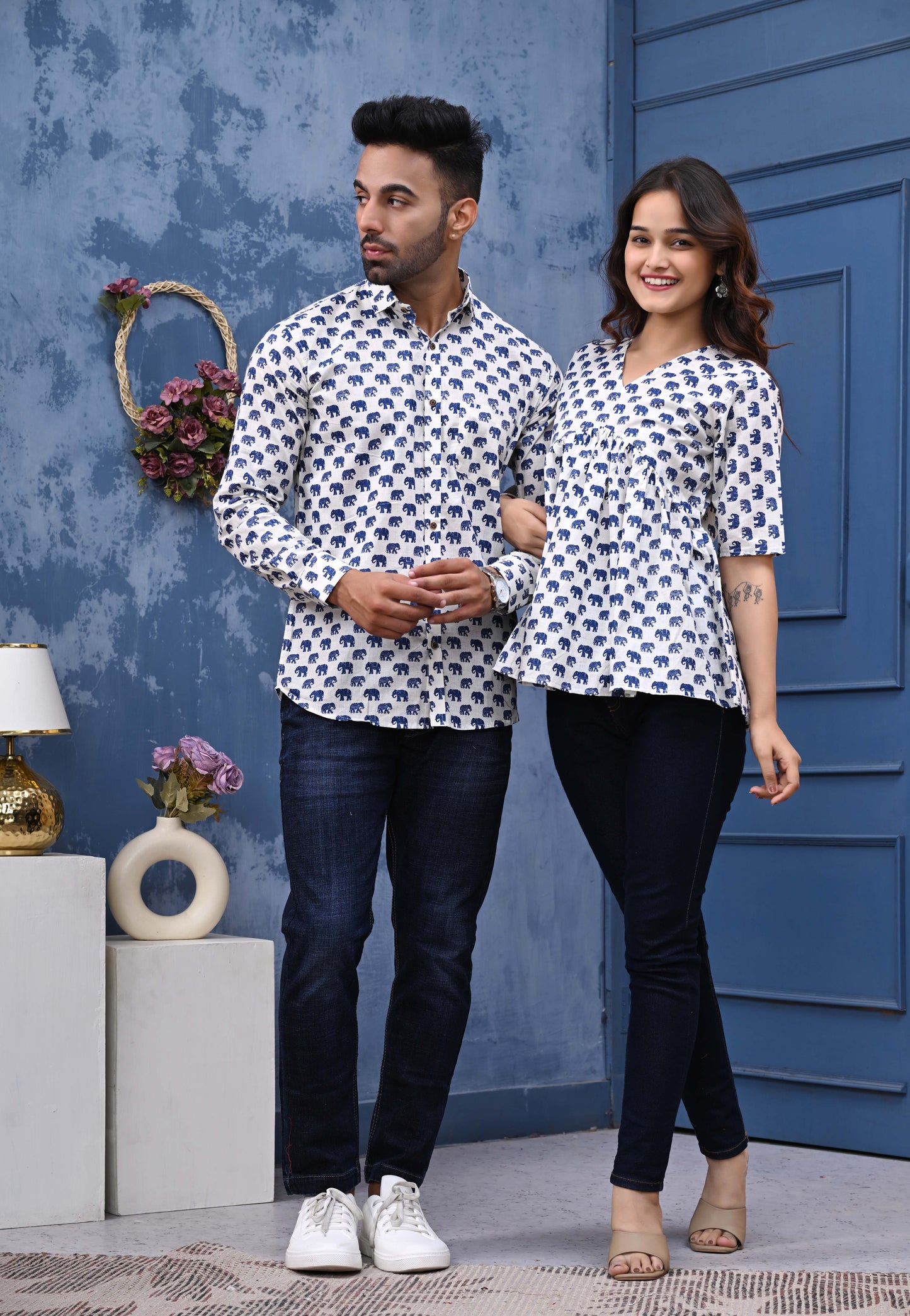 Elephant Print Sanganeri Combo