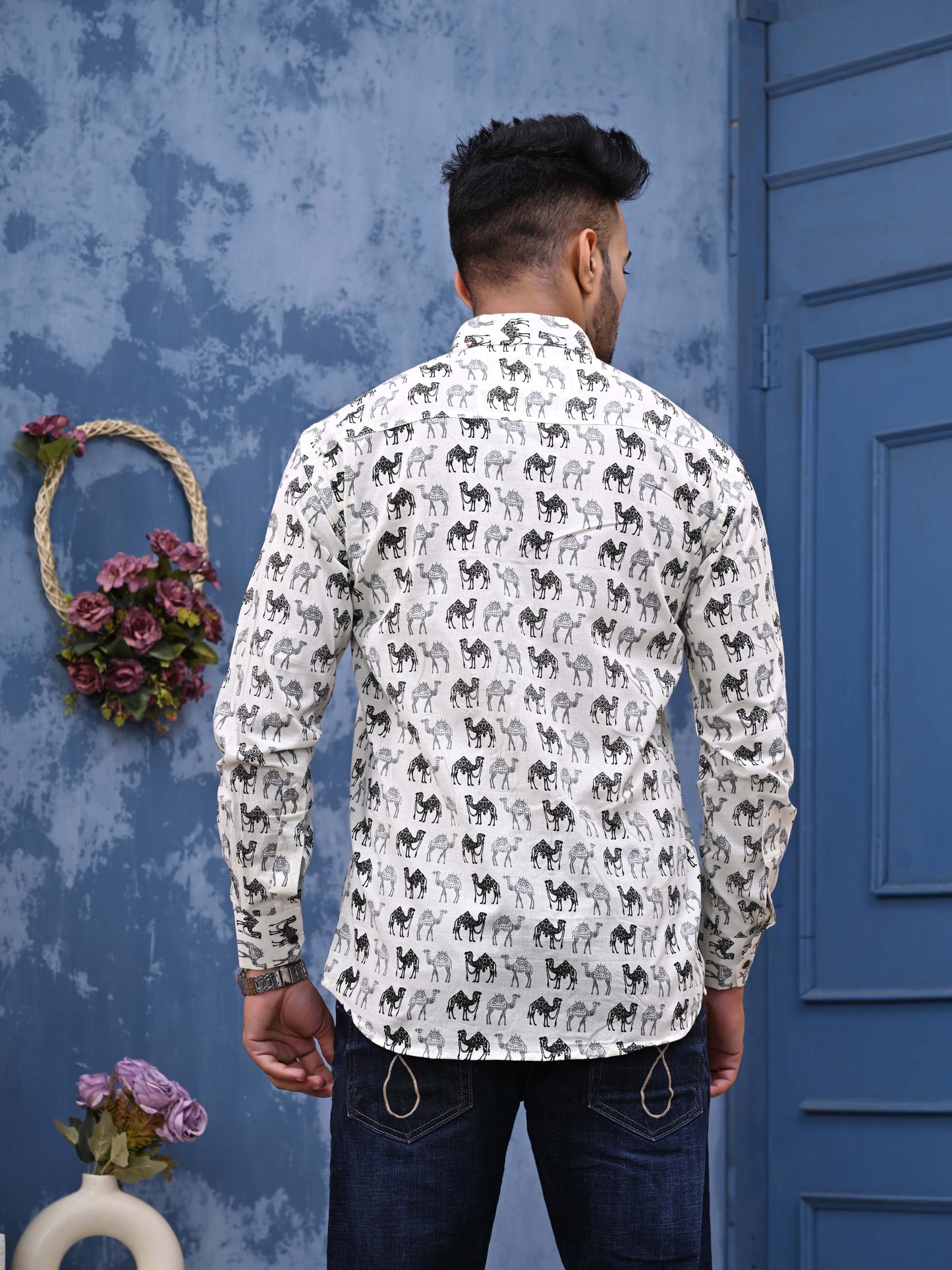 Camel Print Sanganeri Shirt