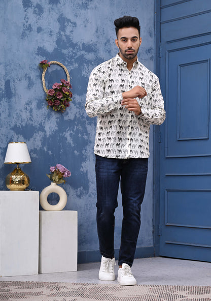 Camel Print Sanganeri Shirt