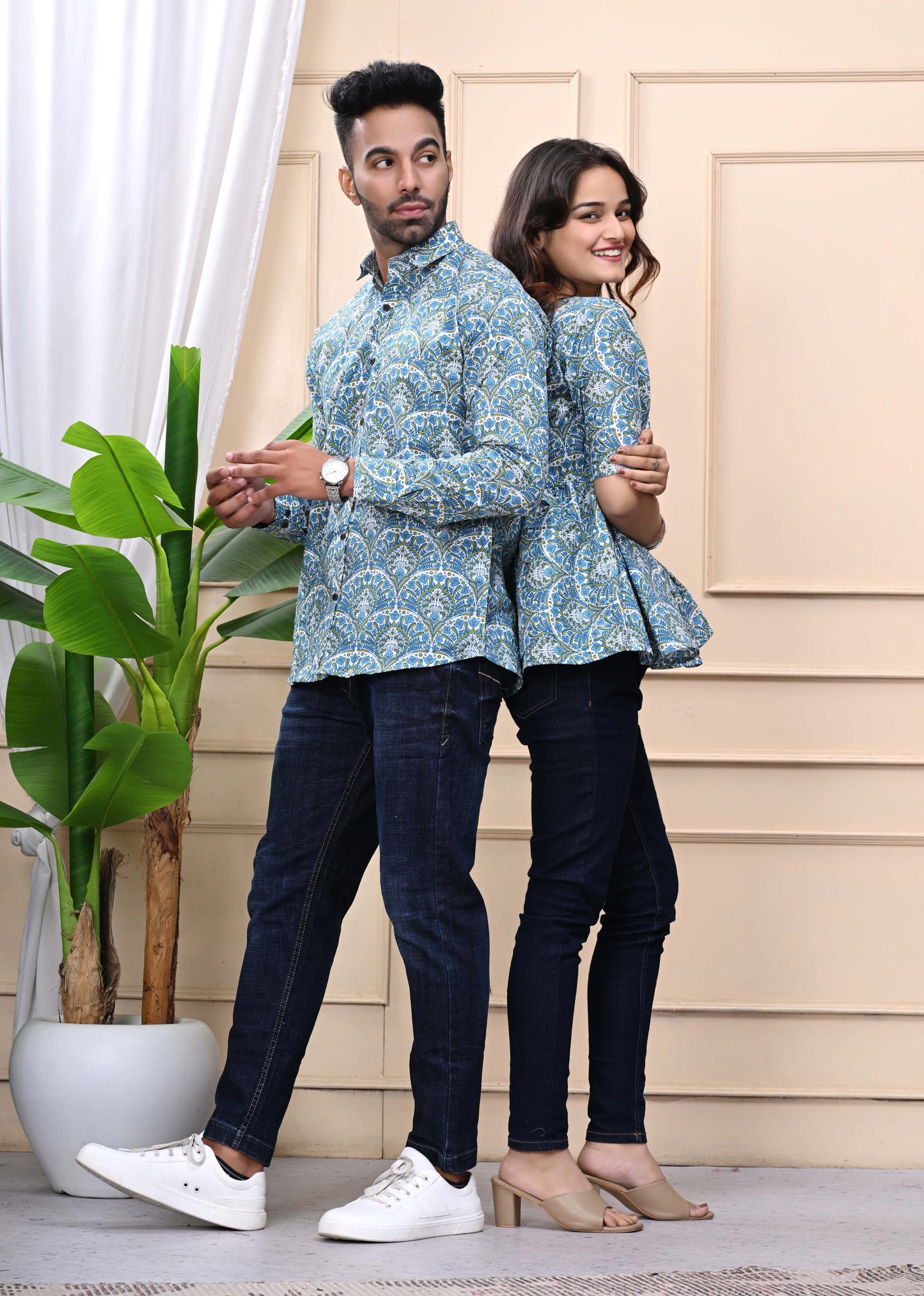 Blue Green Floral Print Combo