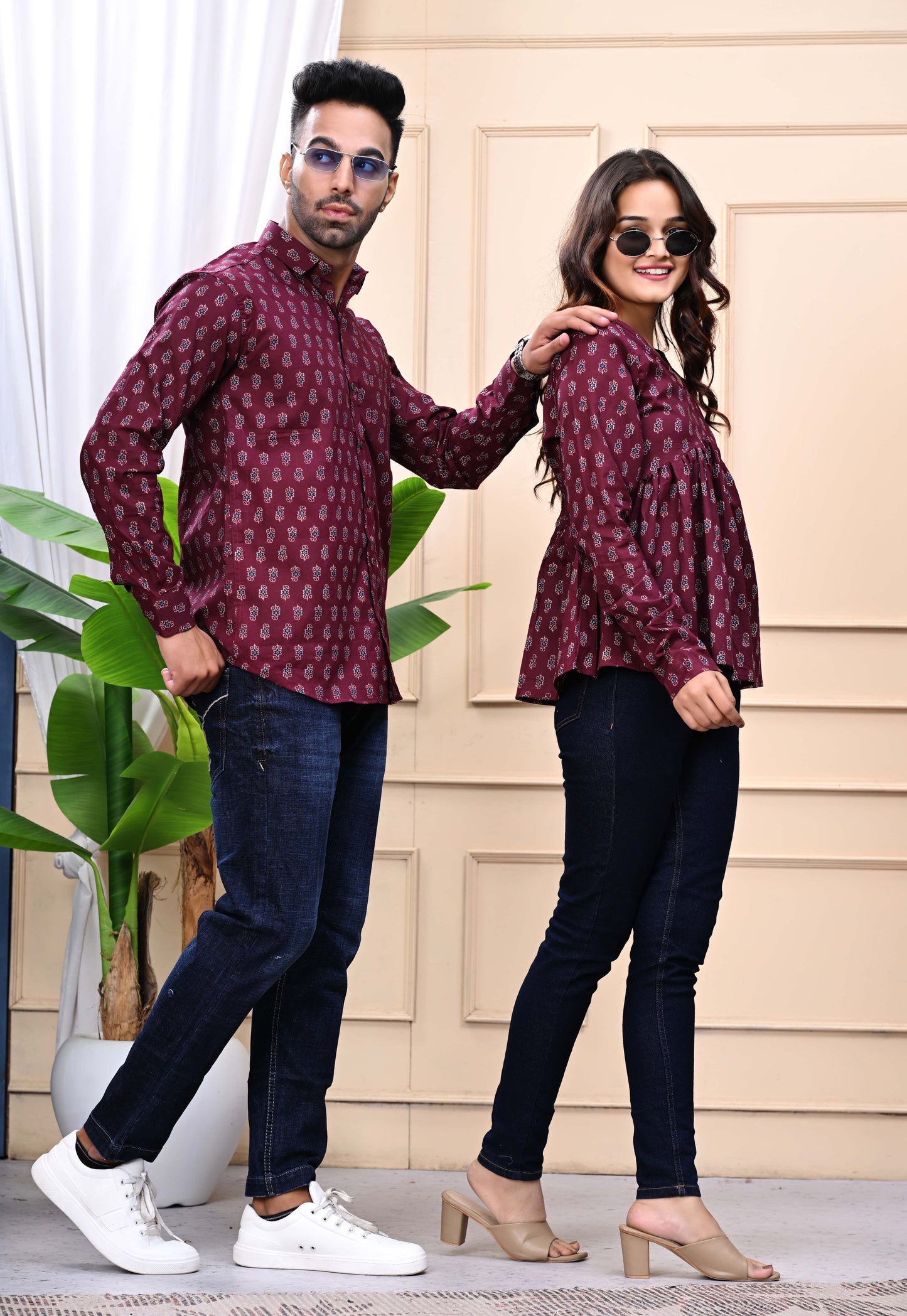 Maroon Sanganeri Printed Combo