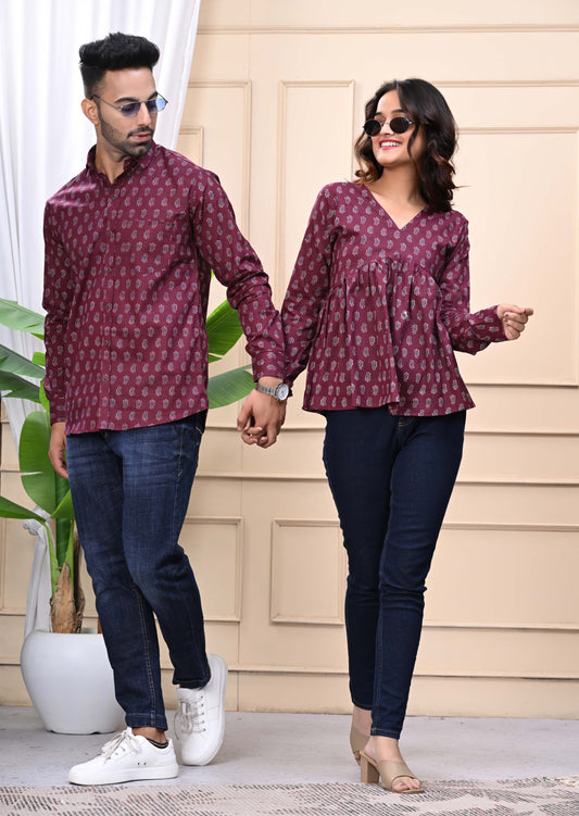 Maroon Sanganeri Printed Combo