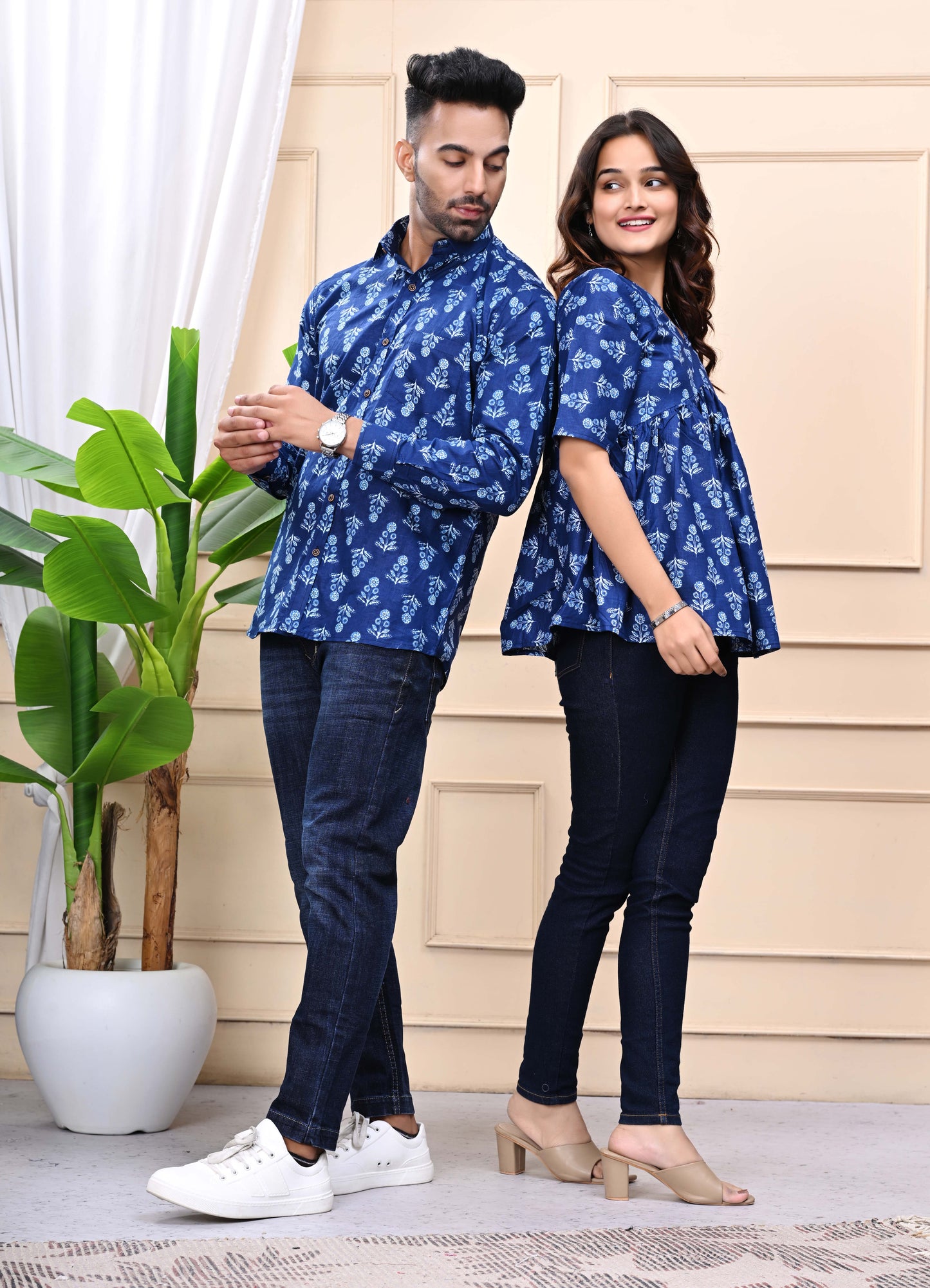 Blue Floral Sanganeri Combo